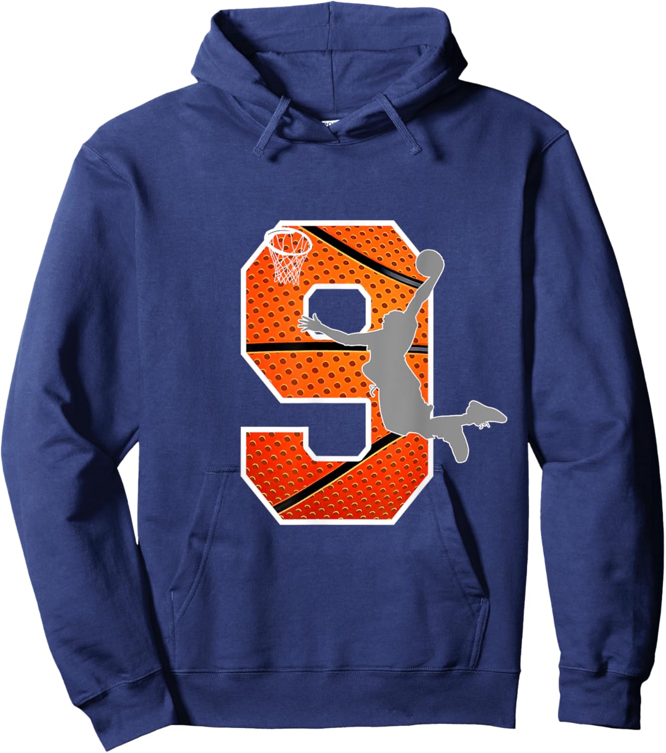 Kids 9 Years Old 9th Basketball Birthday Party Boys Girls Hoodie - Hoodie | Navy