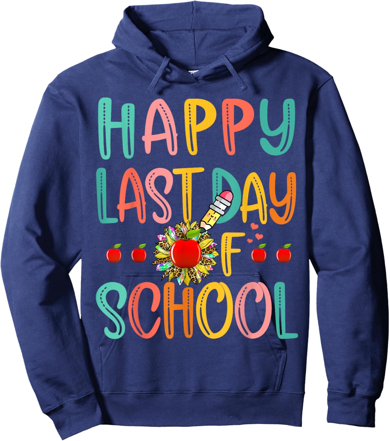 Happy Last Day of School Teachers Tie Dye Sunflower 2023 Women Kids Hoodie - Hoodie | Navy