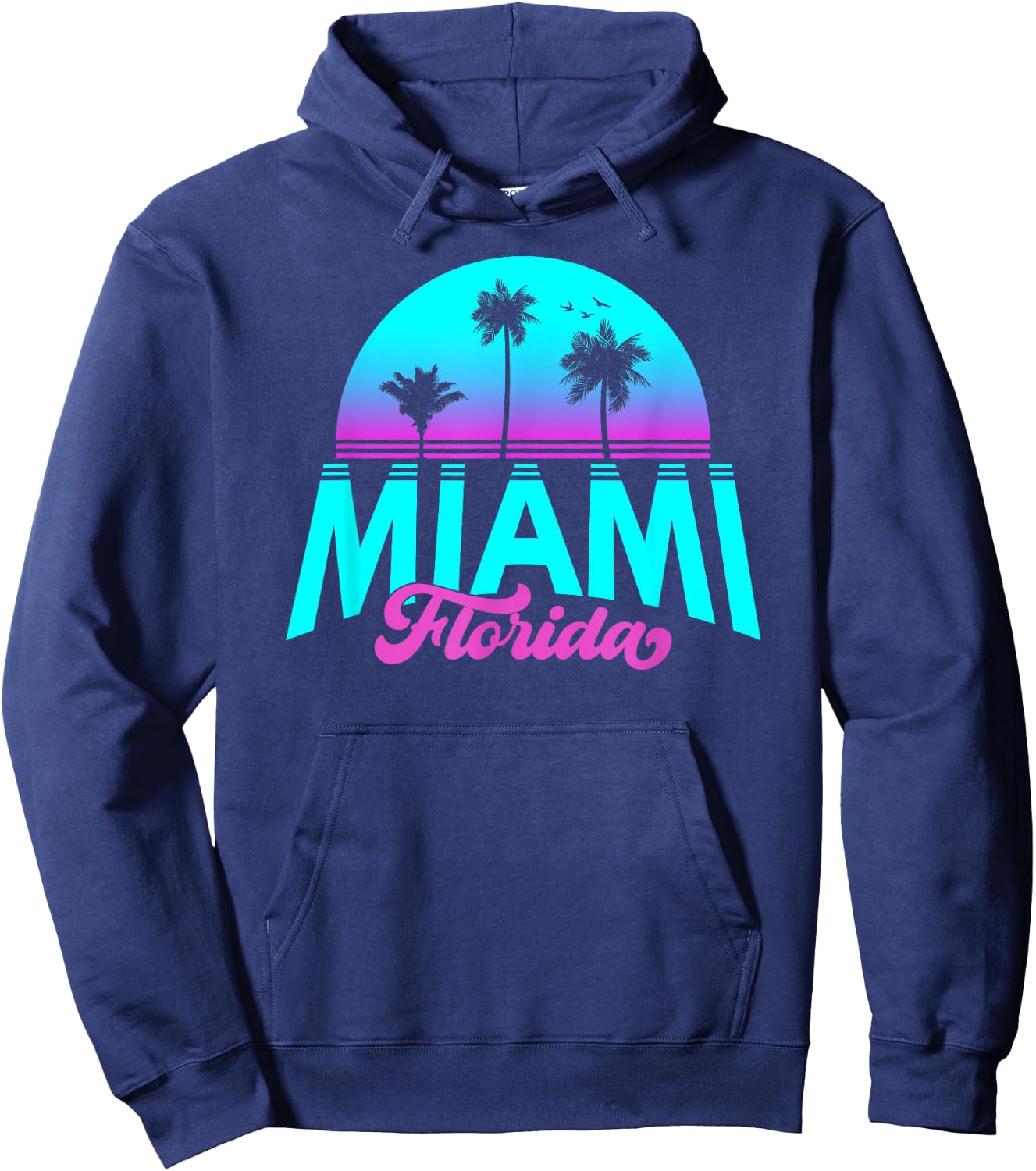 Miami Florida Retro Vintage Sunset Hoodie - Hoodie | Navy