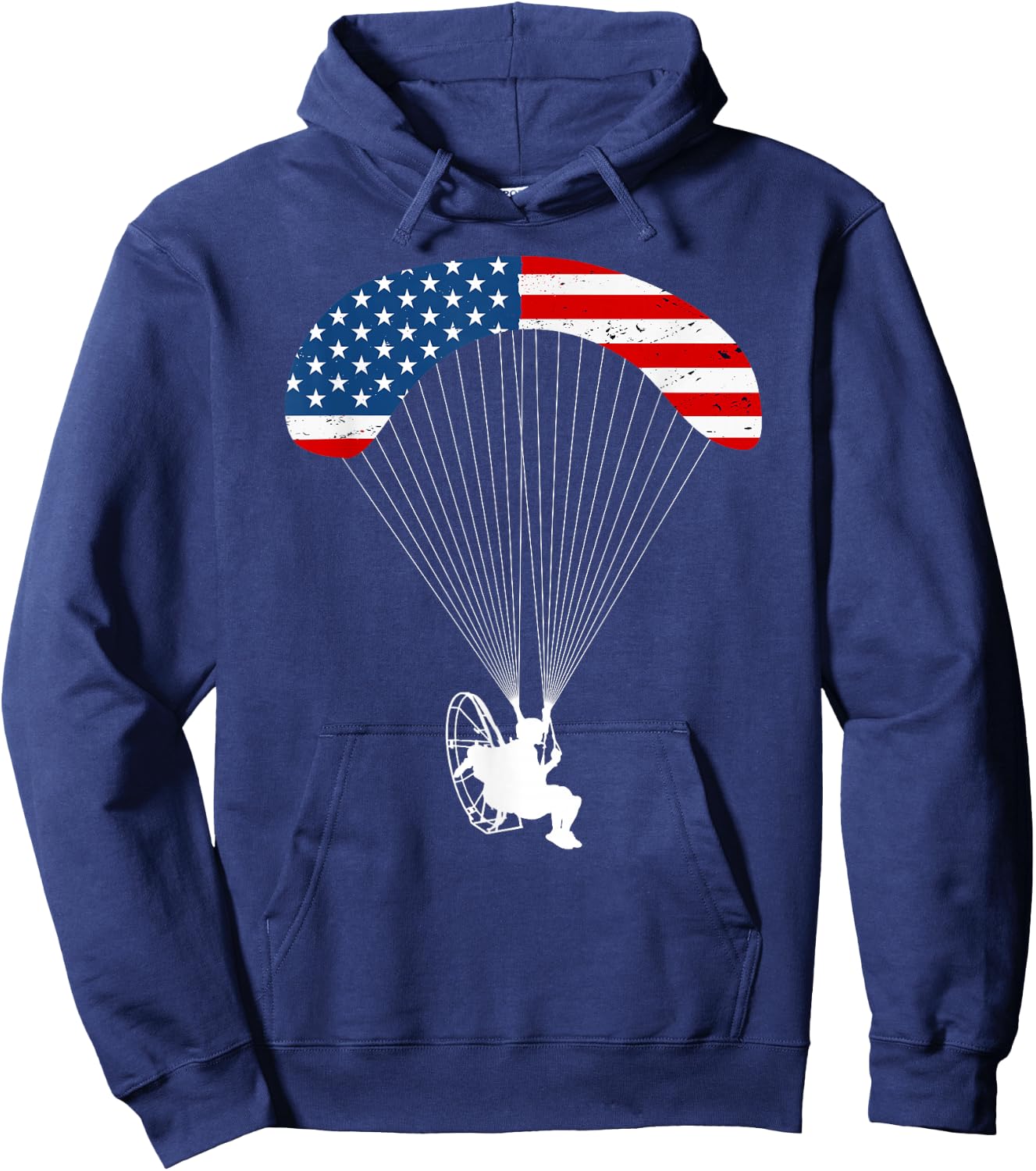 Paramotor Pilot USA American Flag Vintage Paramotor Hoodie - Hoodie | Navy