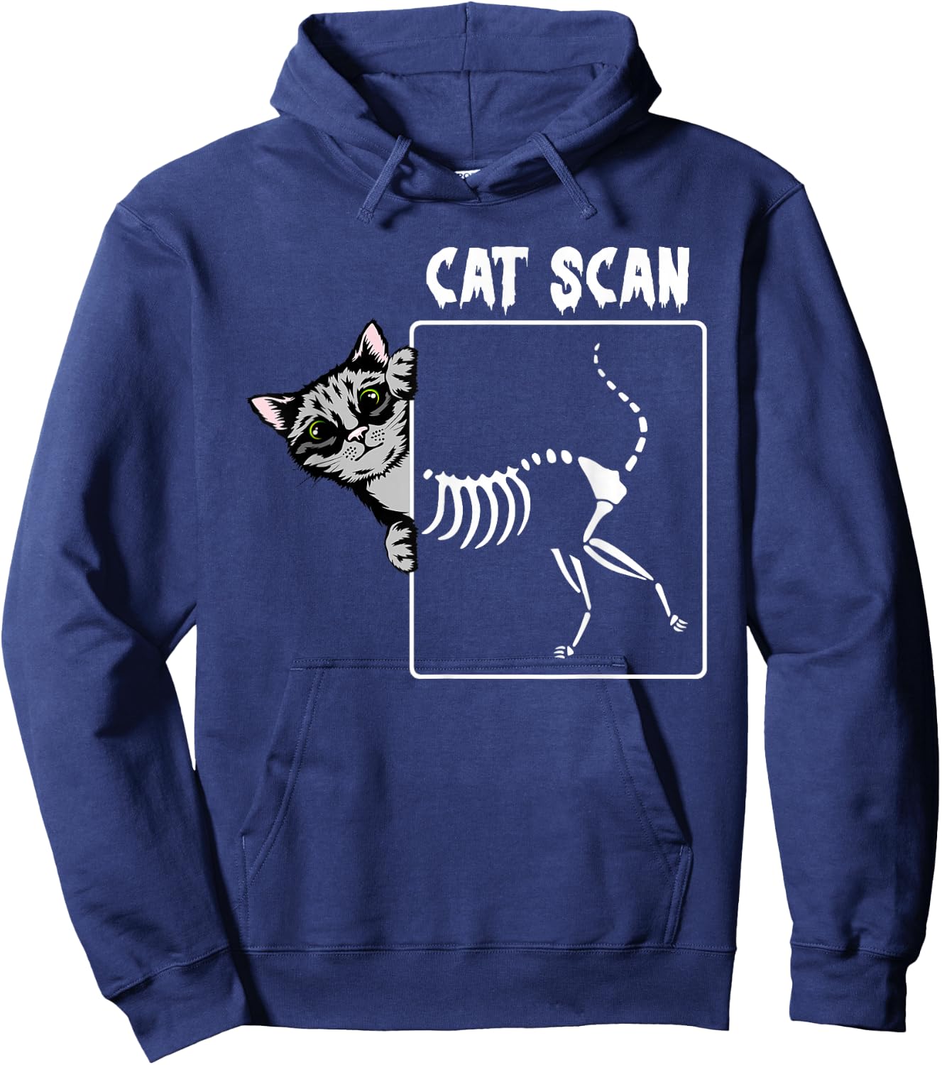 Cat Scan CT Funny Cat X Ray Pun Meme Rad Tech Cat Lover Hoodie - Hoodie | Navy