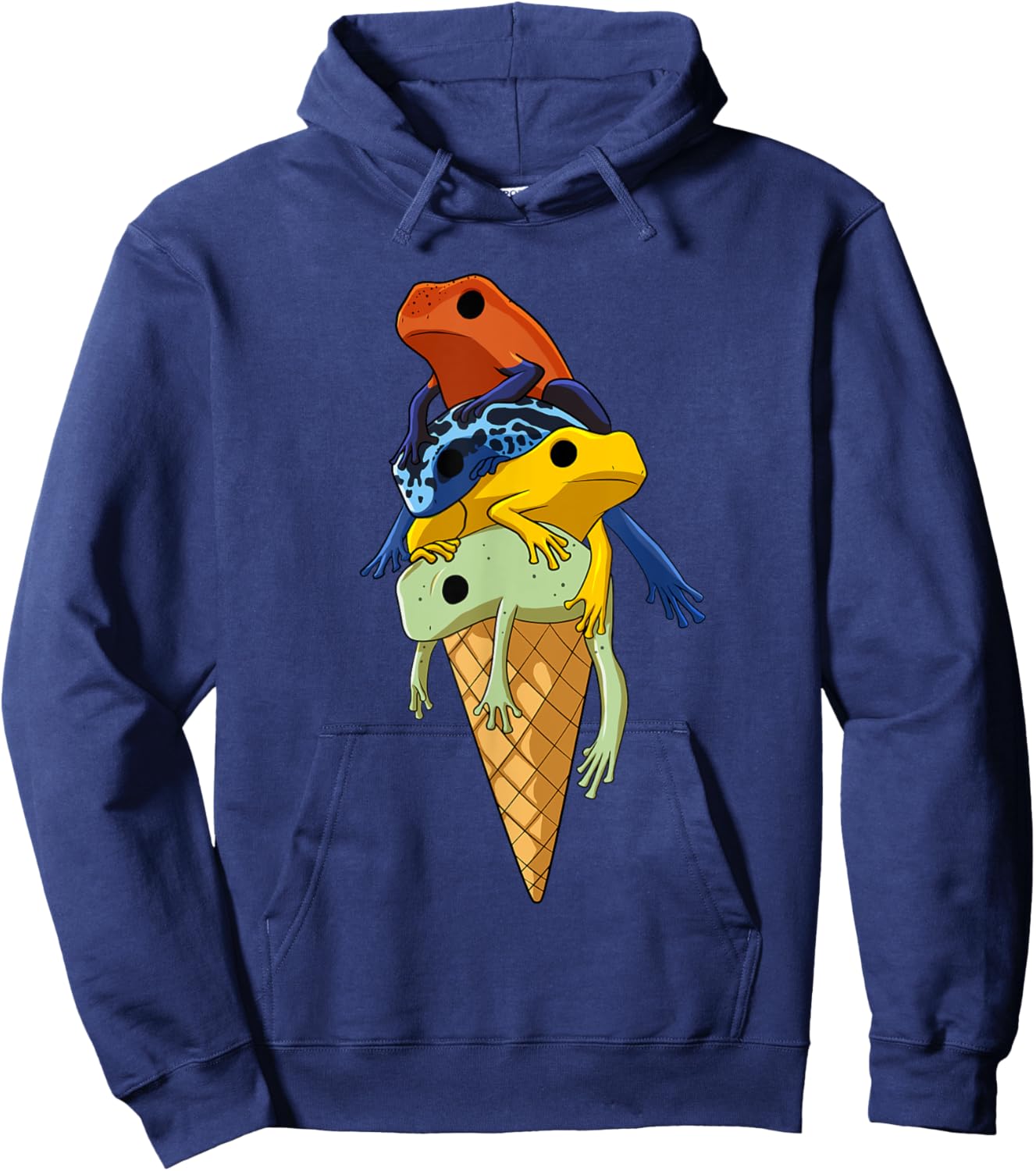 Funny tree climbing frogs, ice cream in a waffle Hoodie - Hoodie | Navy