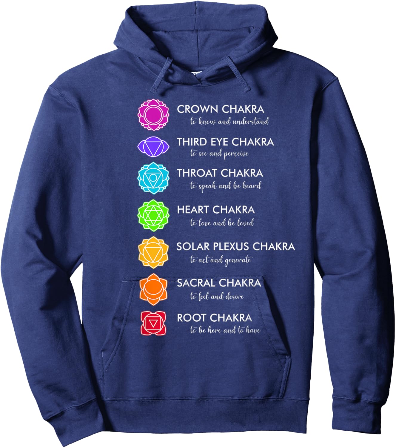 Seven Chakra Symbols Hoodie - Hoodie | Navy