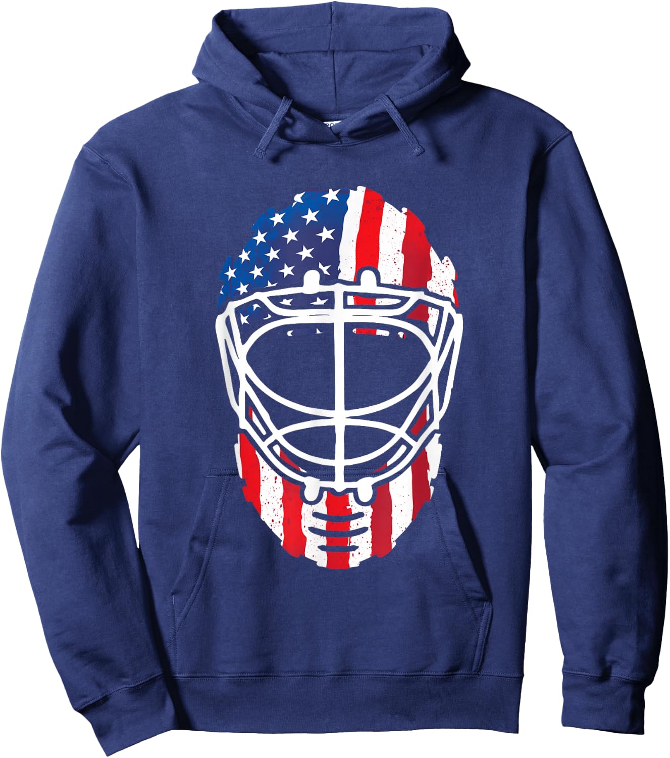 USA American Flag Vintage Hockey Goalie Mask 4th of July Men Hoodie - Hoodie | Navy