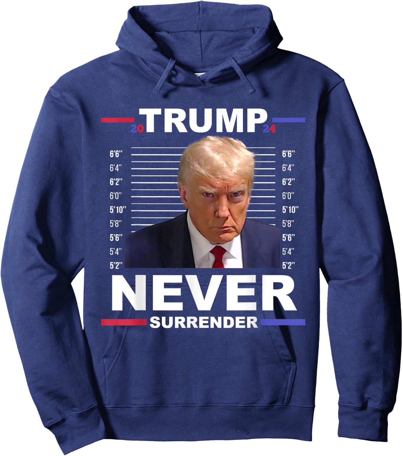 Trump Mug Shot Never Surrender Trump 2024 Pro Trump Hoodie - Hoodie | Navy