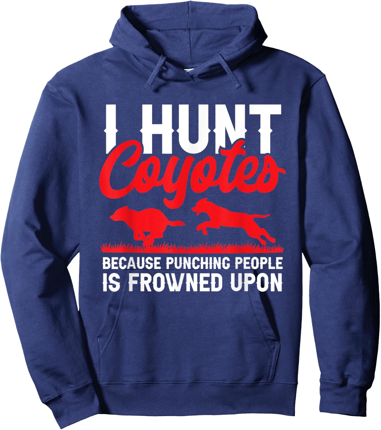 Coyote Hunting Gear & Accessories Coyote Hunter I Hunt Coyotes Yote Hunter Black Cotton Classic Fit Short Sleeve Small Men Boys Hoodie - Hoodie | Navy