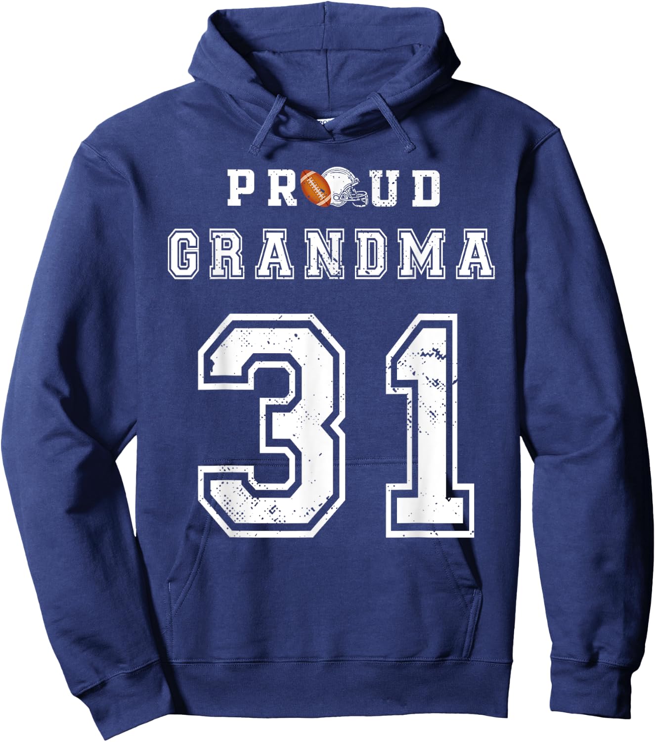 Custom Proud Football Grandma Number 31 Personalized Hoodie - Hoodie | Navy