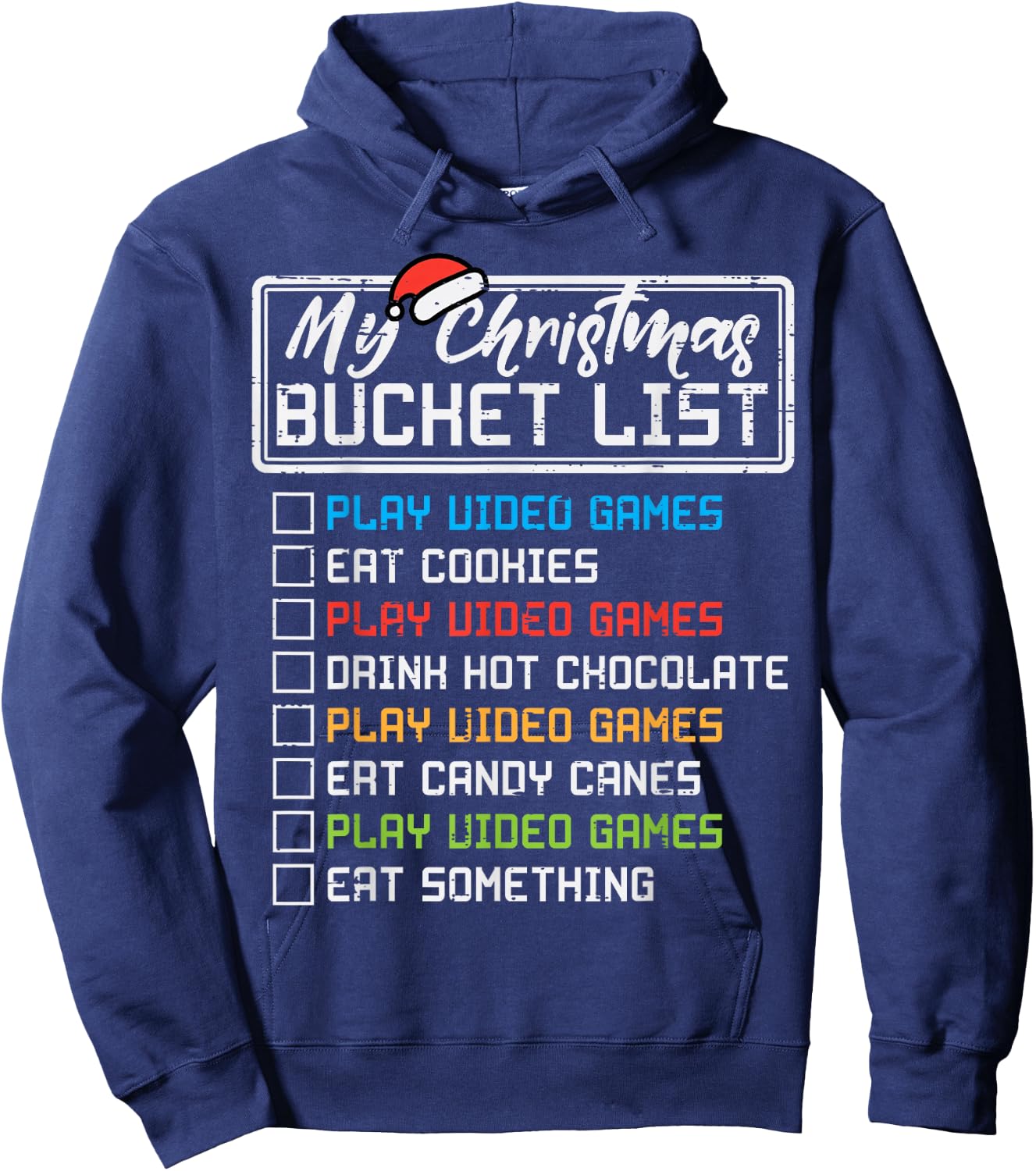 Christmas Bucket List Video Games Xmas Gamer Boys Kids Men Hoodie - Hoodie | Navy