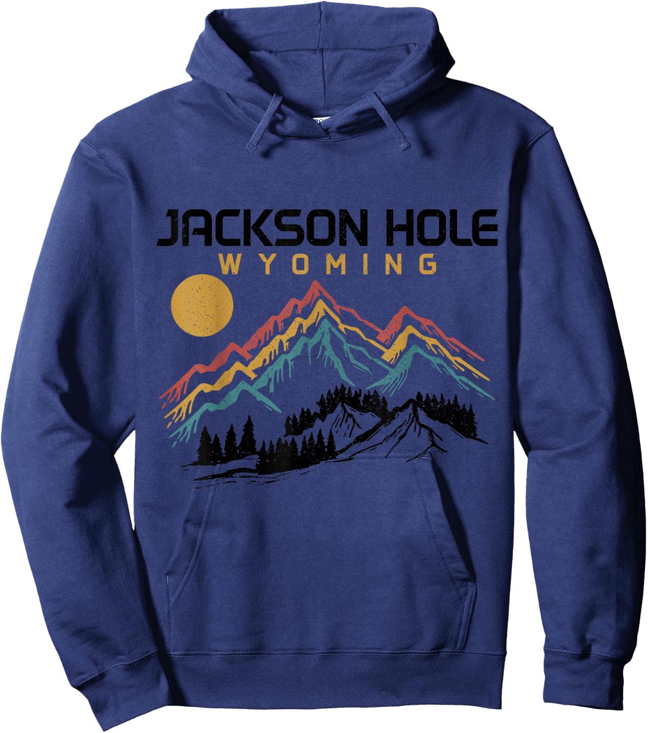 Jackson Hole Wyoming Ski Snowboard Winter Vintage Mountains Hoodie - Hoodie | Navy