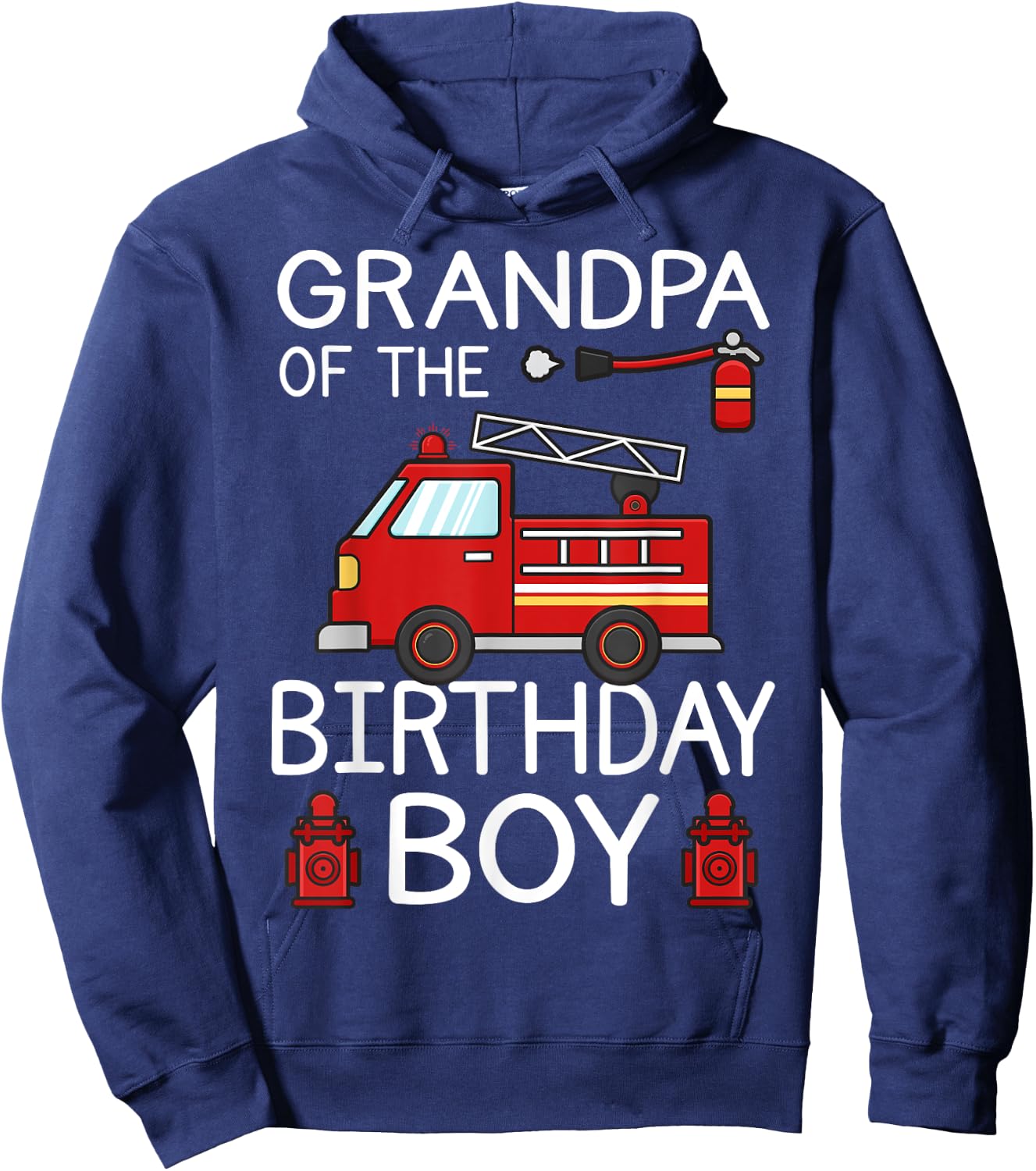 Grandpa of The Birthday Boy Fire Truck B-Day Family Party Hoodie - Hoodie | Navy