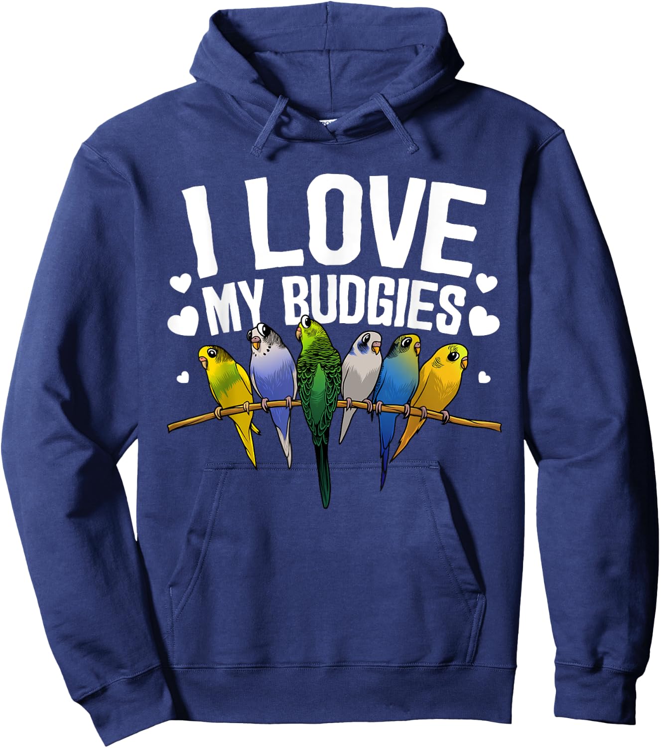 Cute Budgie Design Women Parakeet Parrot Bird Lovers Hoodie - Hoodie | Navy