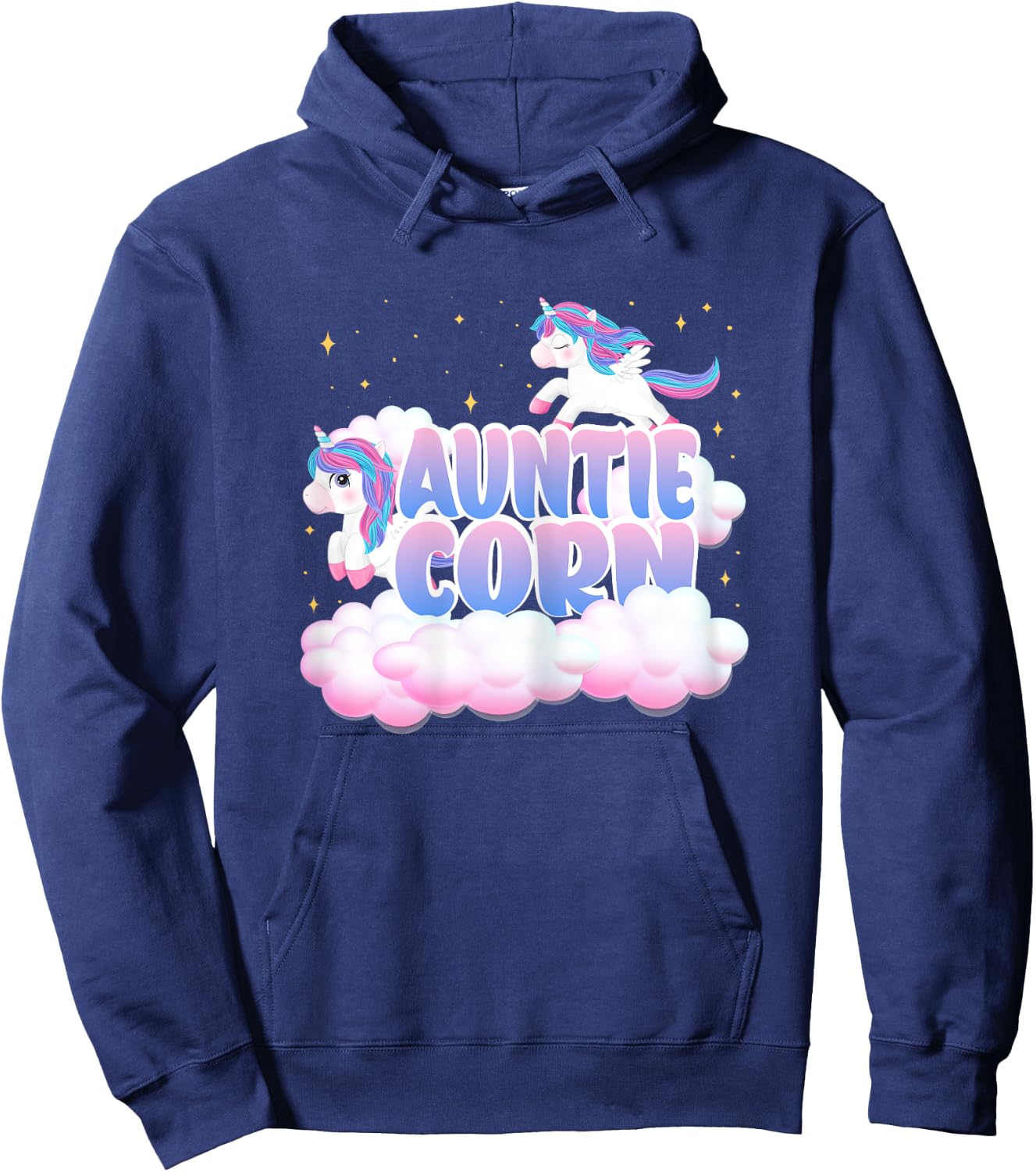 Auntie Corn Unicorn Clouds Unicorns Themed Birthday Hoodie - Hoodie | Navy