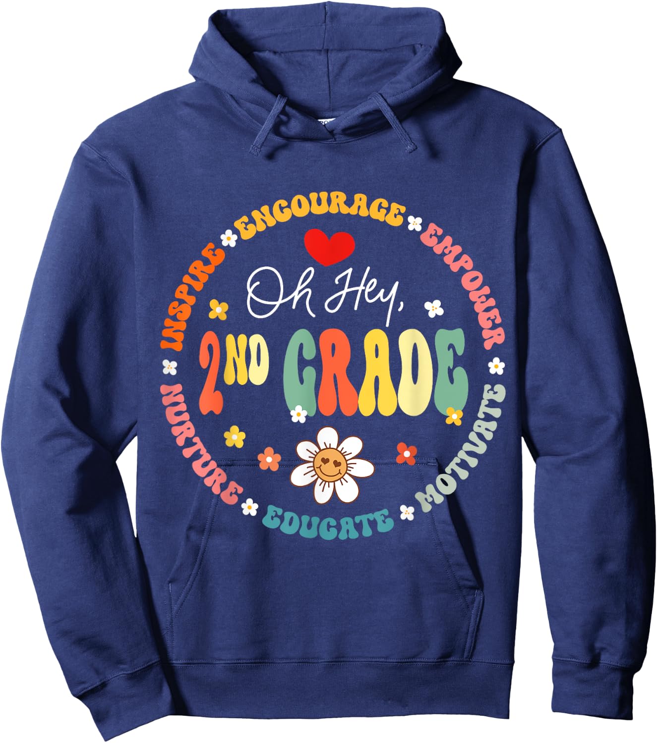 Second Grade Teacher Oh Hey 2nd Grade Life 1st Day Of School Hoodie - Hoodie | Navy