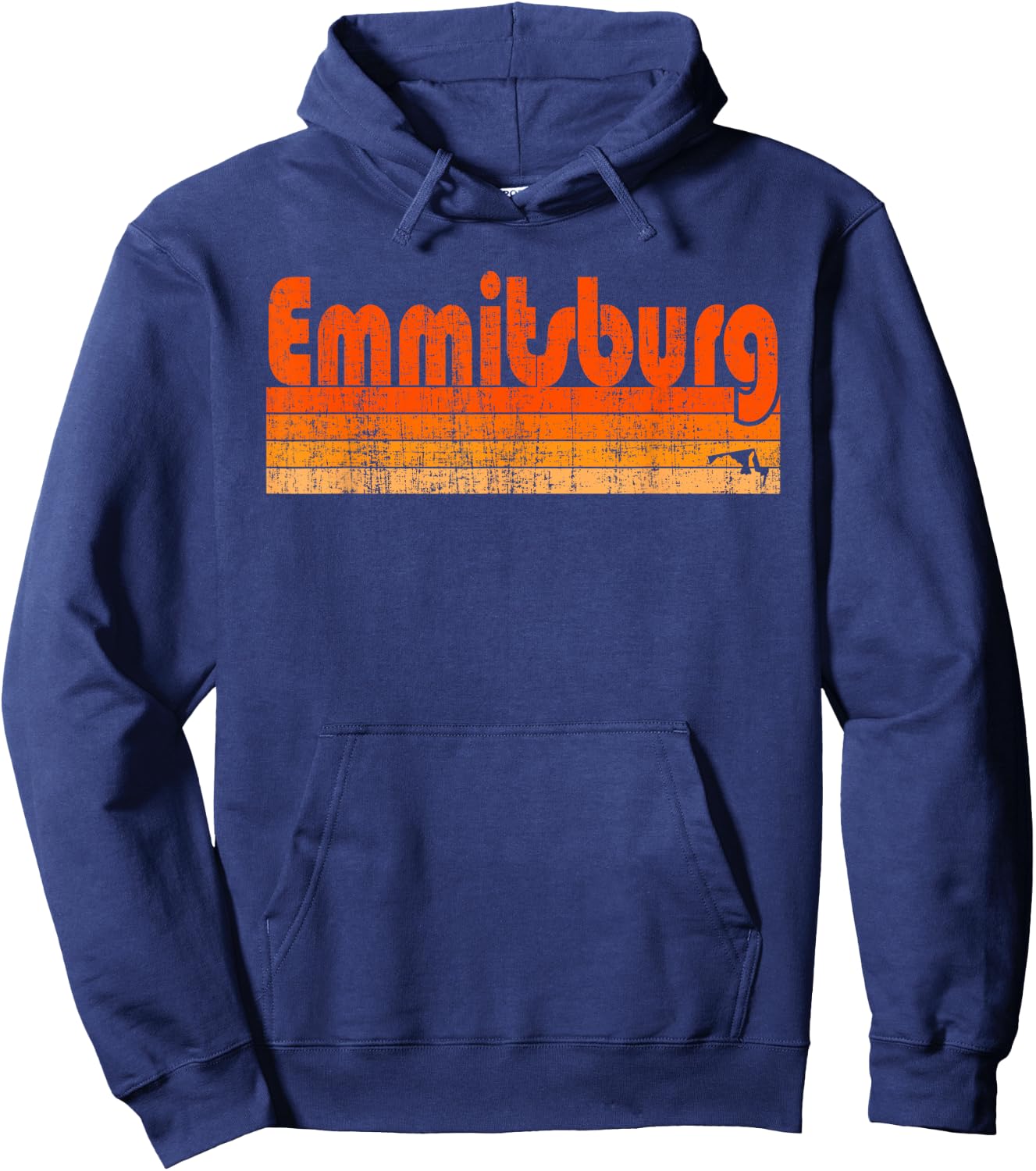Emmitsburg, Maryland Retro 80s Style Hoodie - Hoodie | Navy