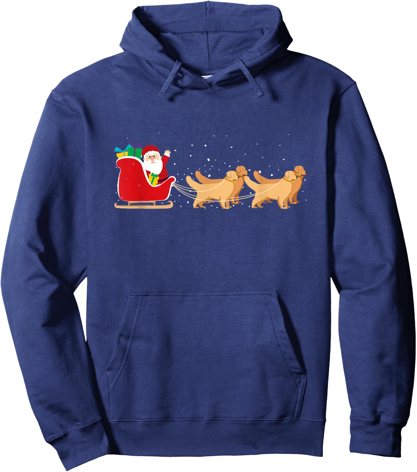 Golden Retriever Santa Christmas Sleigh Funny Labrador Xmas Hoodie - Hoodie | Navy
