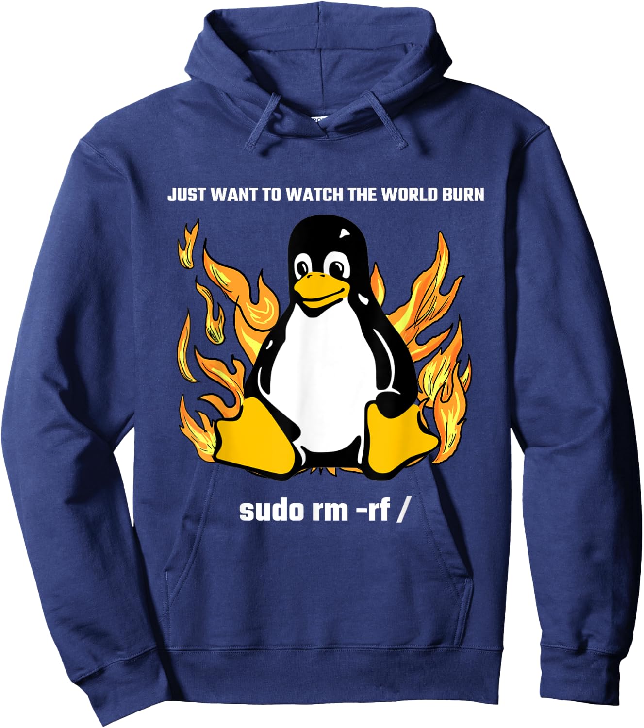 Computer - Sudo rm -rf / Tux Linux Penguin - Programmer Hoodie - Hoodie | Navy