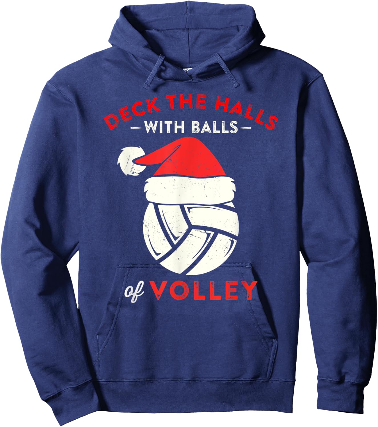 Deck the Halls with Balls of Volley Christmas Volleyball Hoodie - Hoodie | Navy