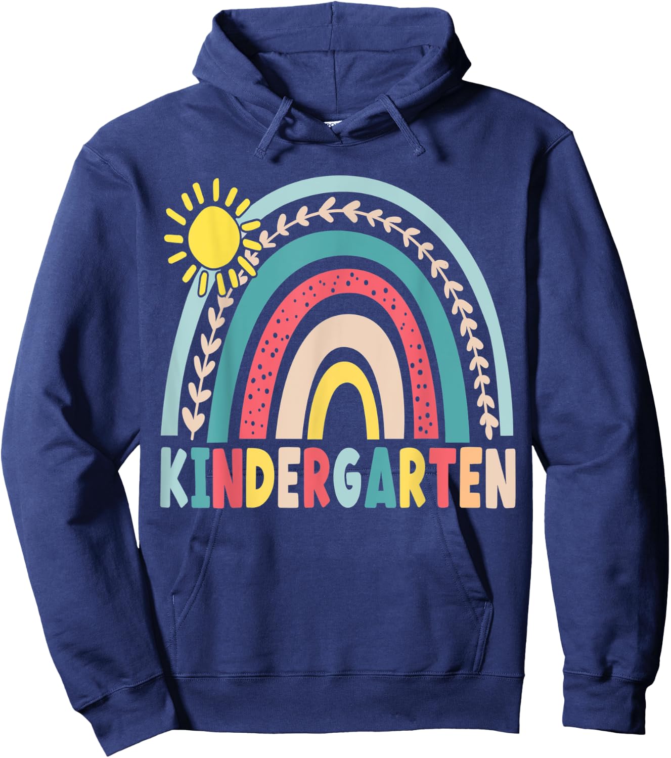 Kindergarten Back To School Rainbow Teacher Girls Boys Kids Hoodie - Hoodie | Navy