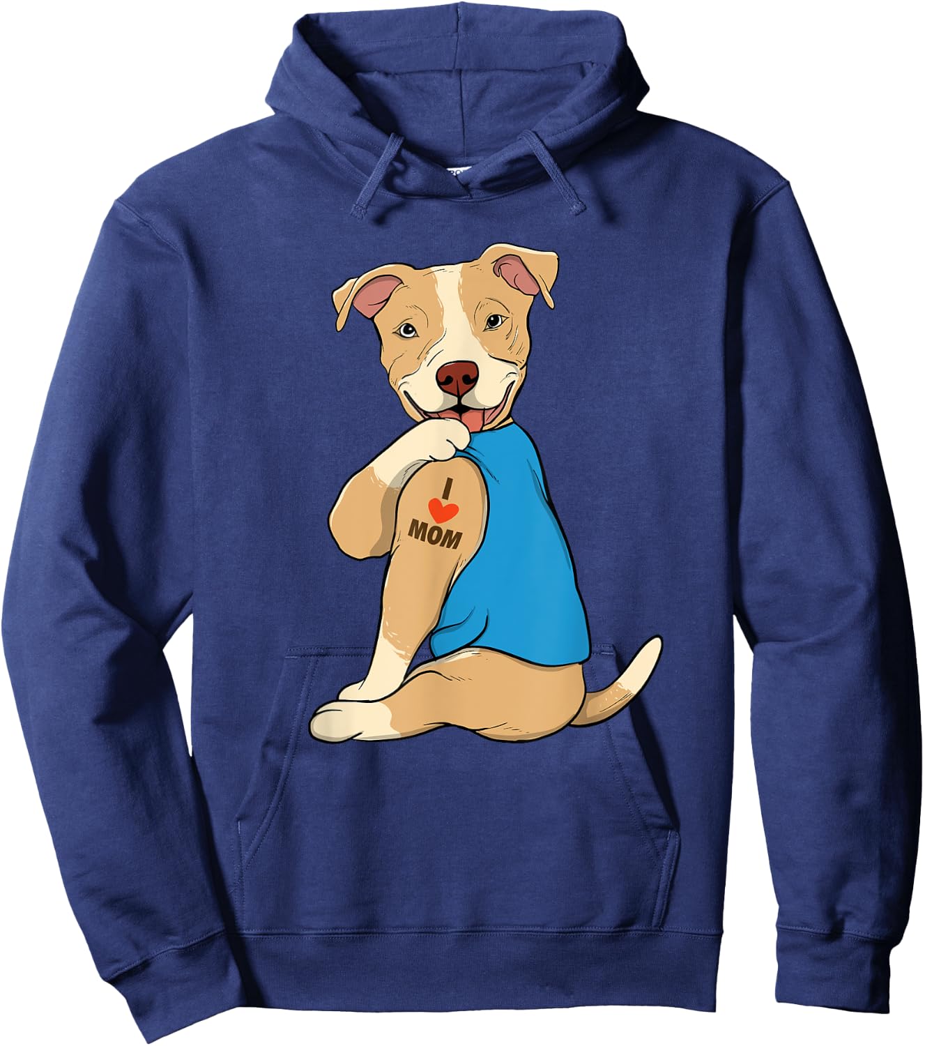 I Love Mom - Tattoo Pitbull Lover Dog Owner Canine Lover Hoodie - Hoodie | Navy