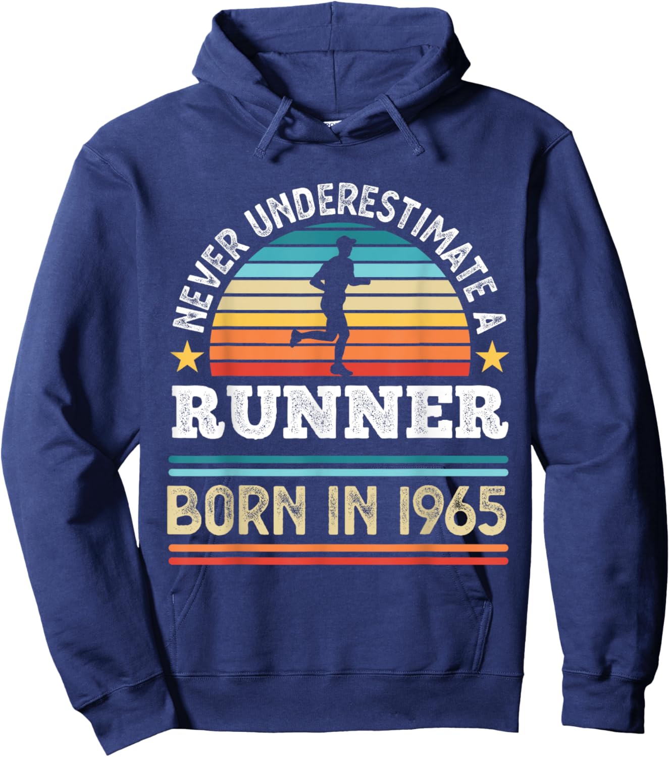 Runner born in 1965 60th Birthday Running Gifts Dad Hoodie - Hoodie | Navy