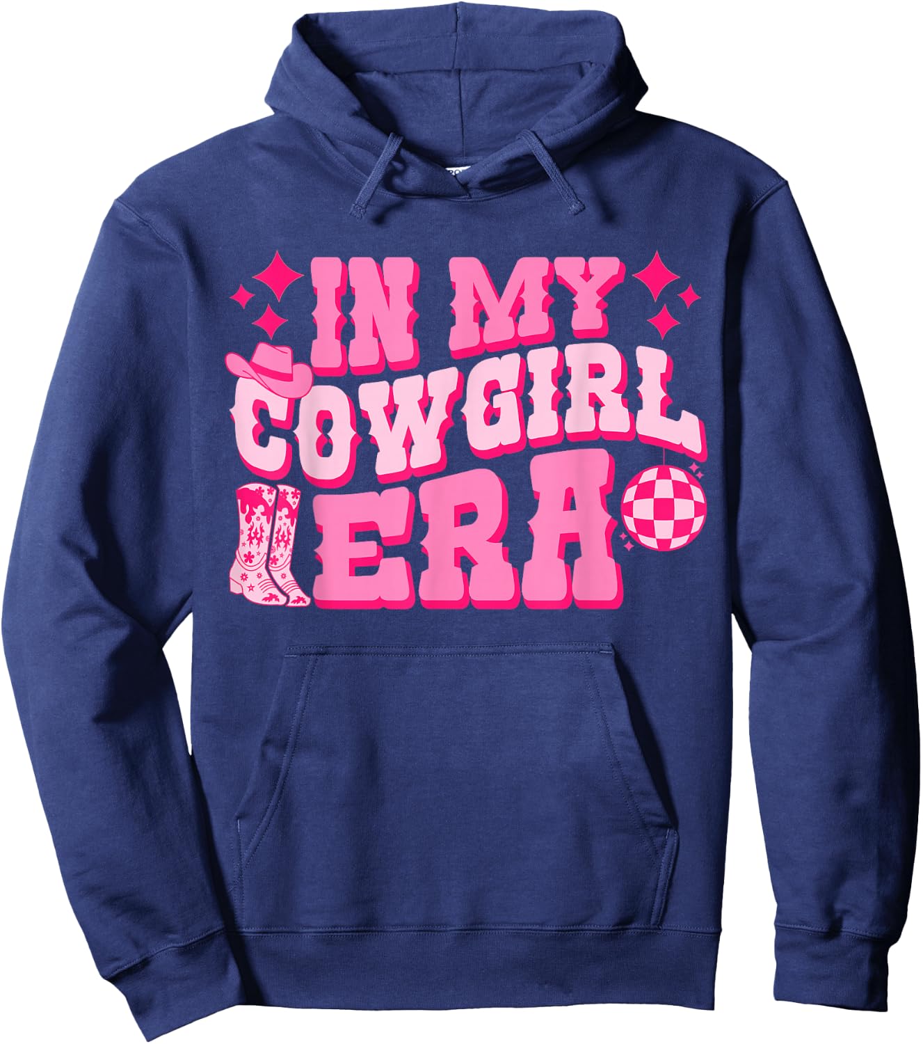 In My Cowgirl Era Groovy Cute Western Rodeo Cowgirls Hoodie - Hoodie | Navy