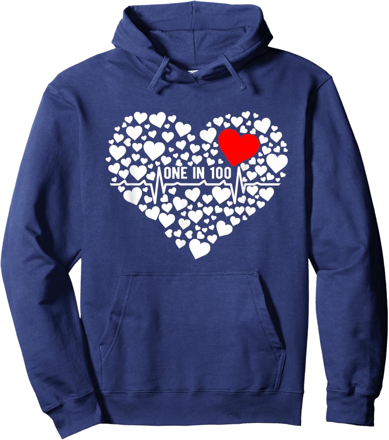 One in 100 CHD Warrior Congenital Heart Disease Awareness Small Hoodie - Hoodie | Navy
