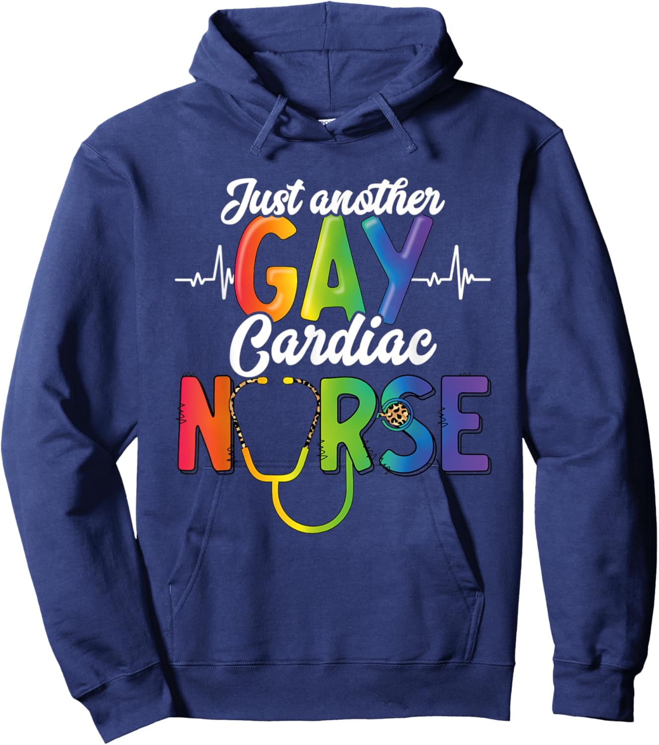 Gay Pride Month Medical Support Personnel Gay Cardiac Nurse Hoodie - Hoodie | Navy
