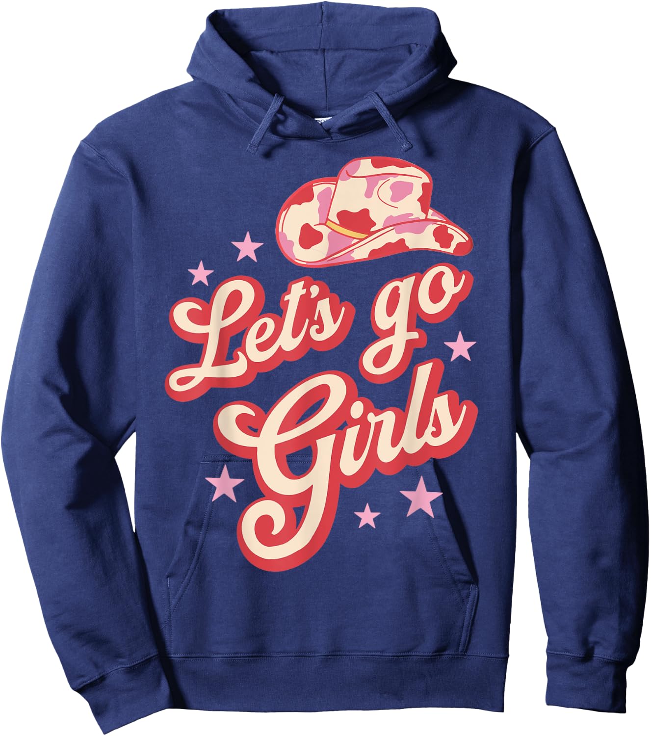 Leopard Cowboy Hat Let's Go Cowgirls Girls Western Country Hoodie - Hoodie | Navy