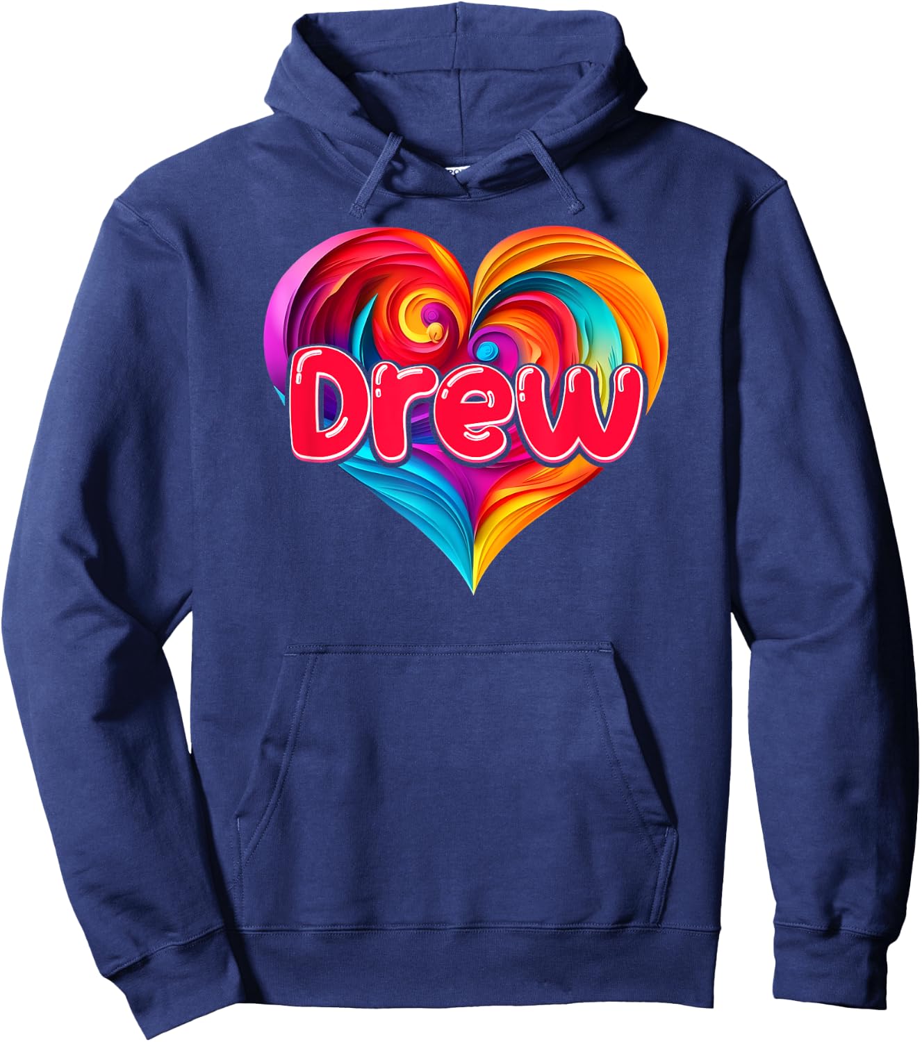 I Heart Love Drew First Name Colorful Named Hoodie - Hoodie | Navy
