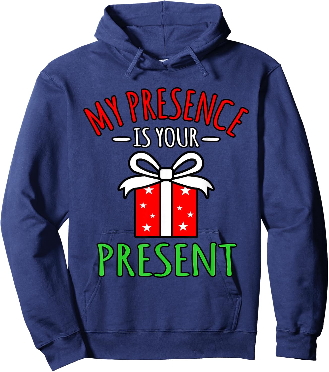 My Presence Is Your Present Merry Christmas Santa Graphic Hoodie - Hoodie | Navy