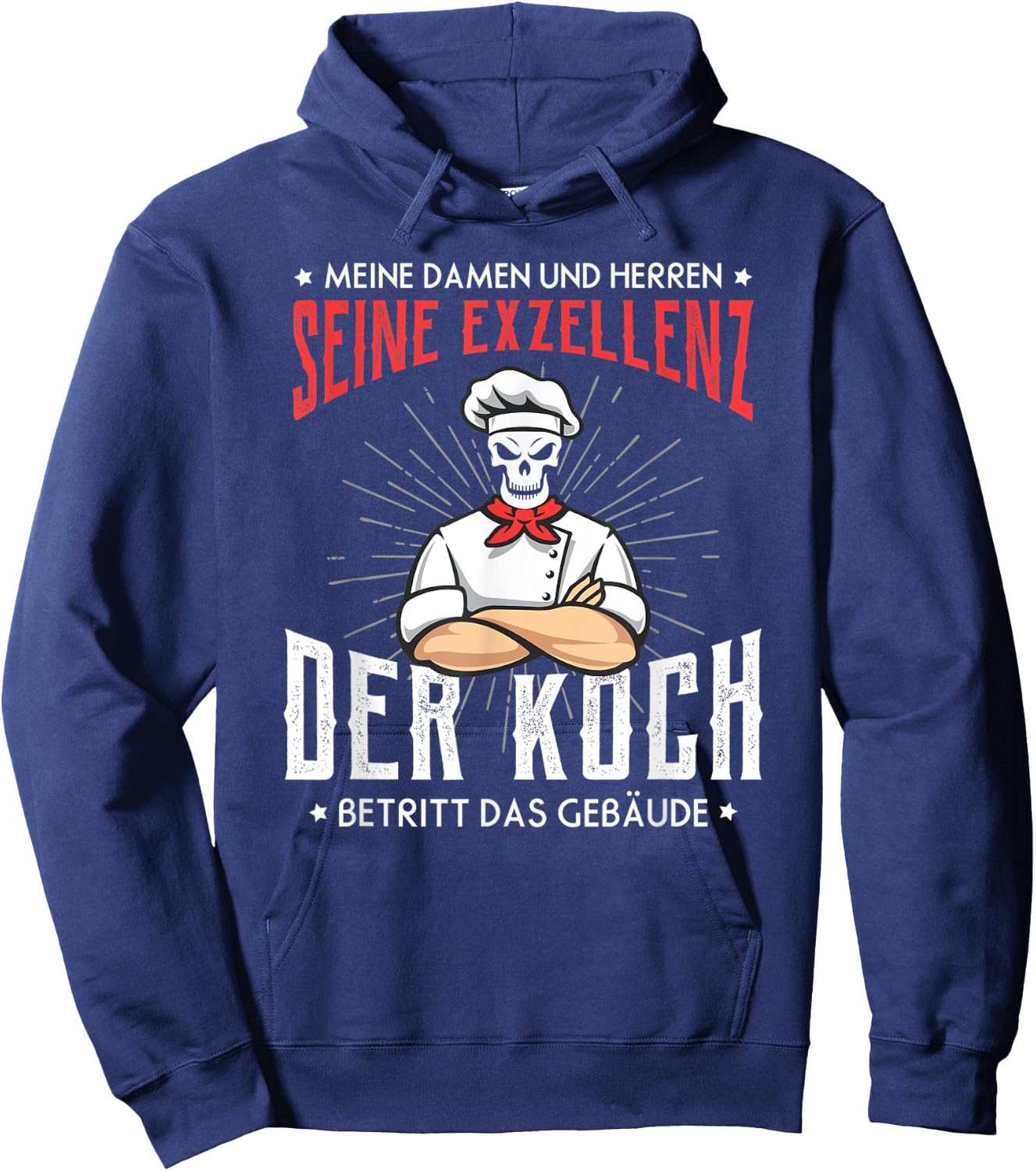 Excellence Cook Enters the Building, Chefs Kitchen Skull Hoodie - Hoodie | Navy