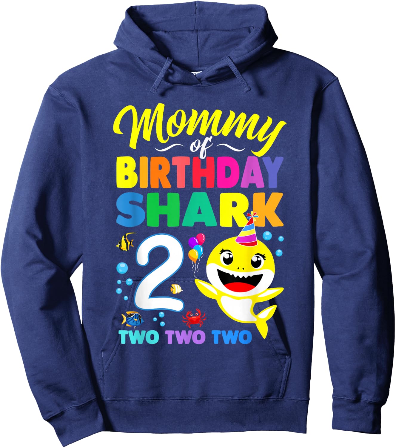 Mommy of Birthday Shark 2nd Matching Oufit Party for Family Hoodie - Hoodie | Navy