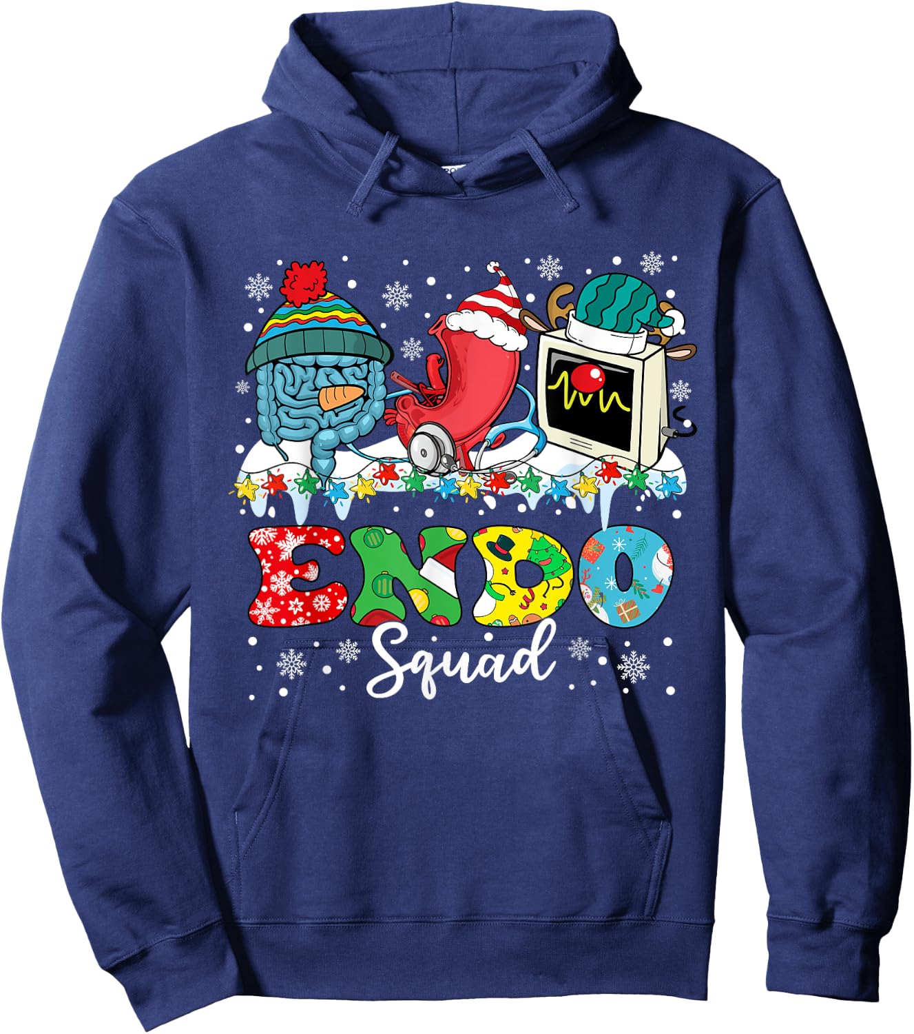 Endoscopy Squad Stomach Santa Hat Endoscopy Tech Christmas Hoodie - Hoodie | Navy