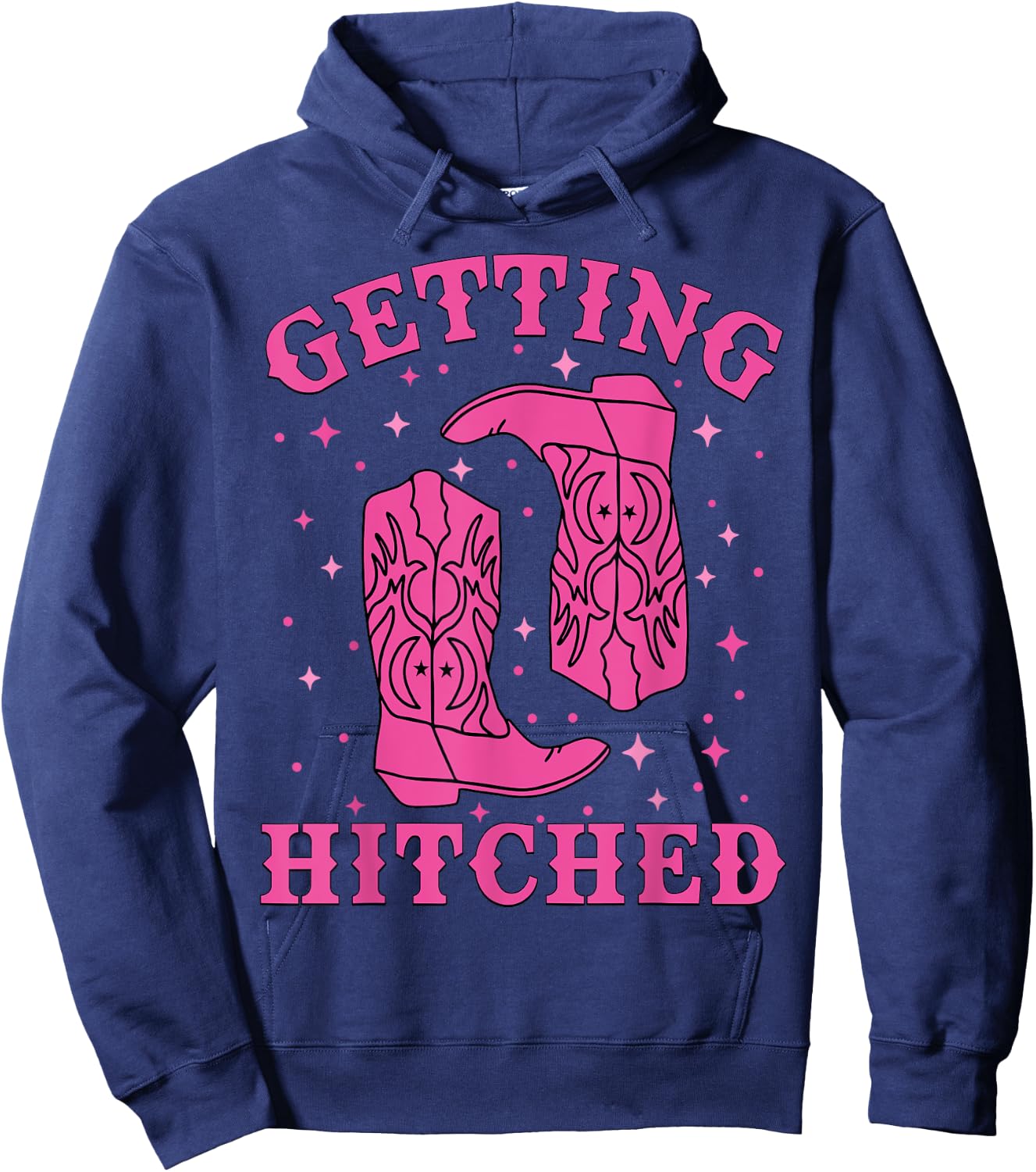 Getting Hitched Bride Groom Western Wedding Bachelorette Hoodie - Hoodie | Navy