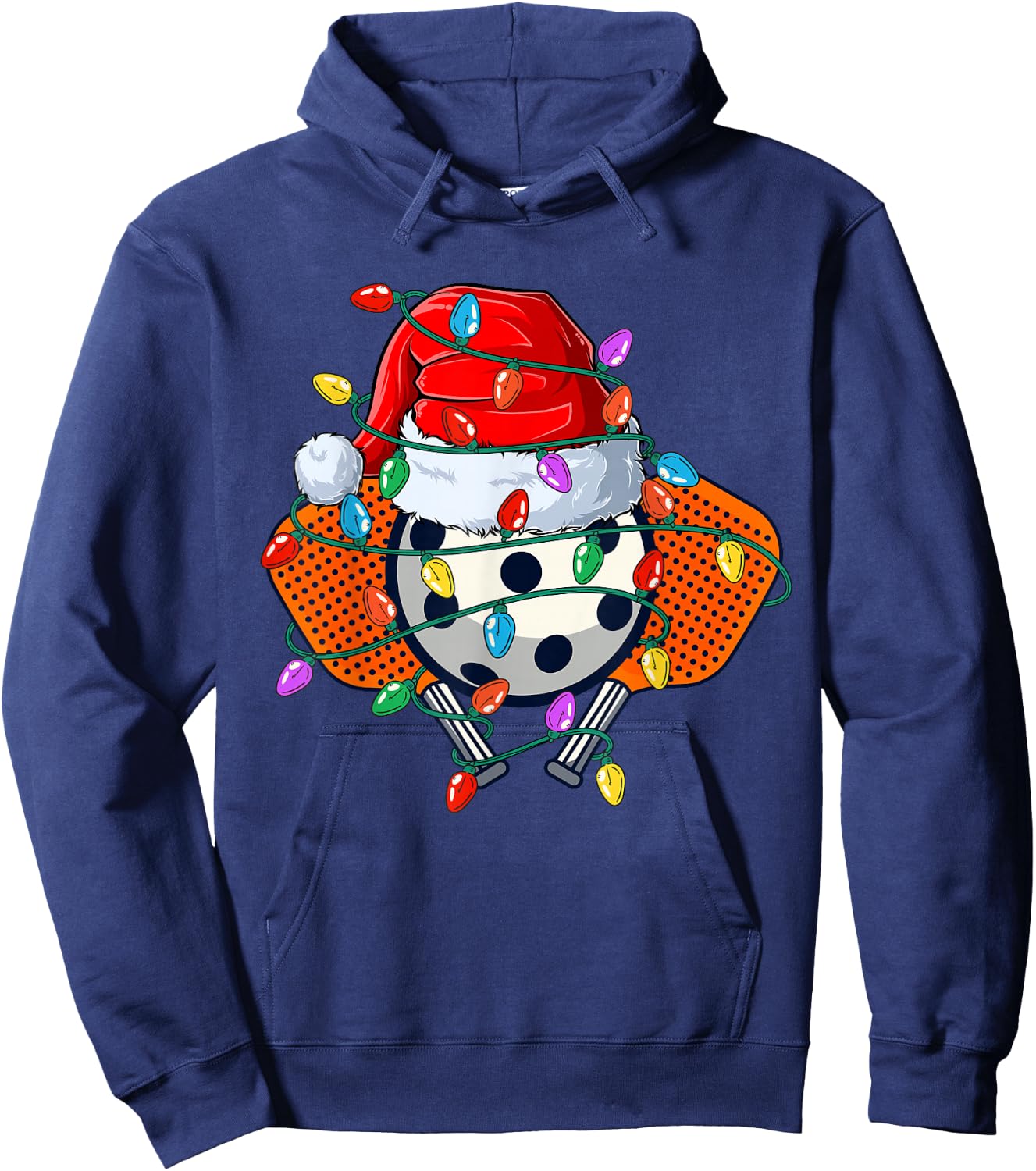 Christmas Pickleball Xmas Santa Sports Hat Ball Kids Boy Men Hoodie - Hoodie | Navy