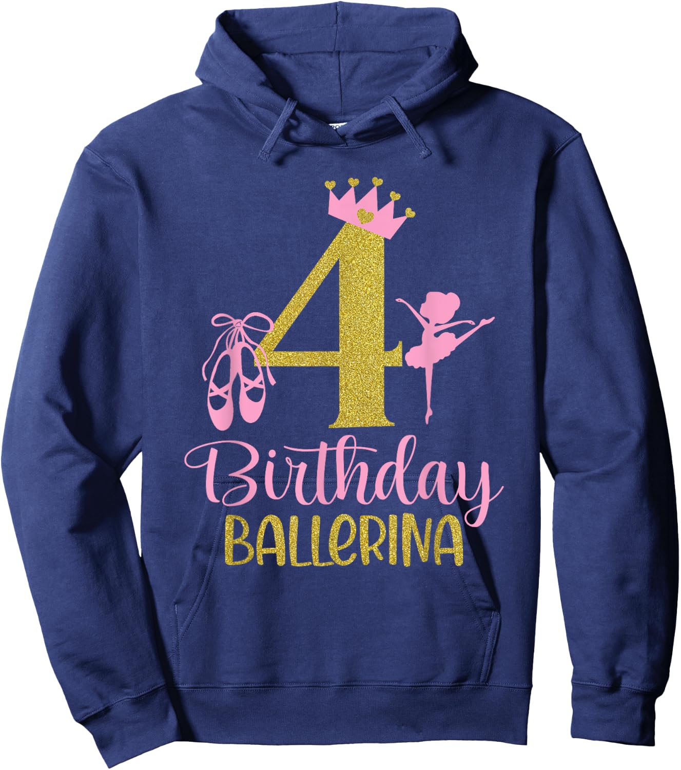 Ballerina 4th Birthday Outfit Dancer Ballet Swan Tutu Girls Hoodie - Hoodie | Navy