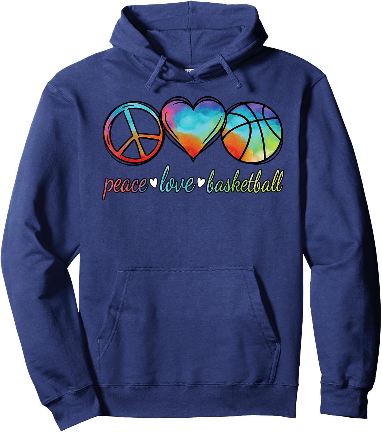 Peace Love Basketball Cute Women Girls Basketball Lover Hoodie - Hoodie | Navy