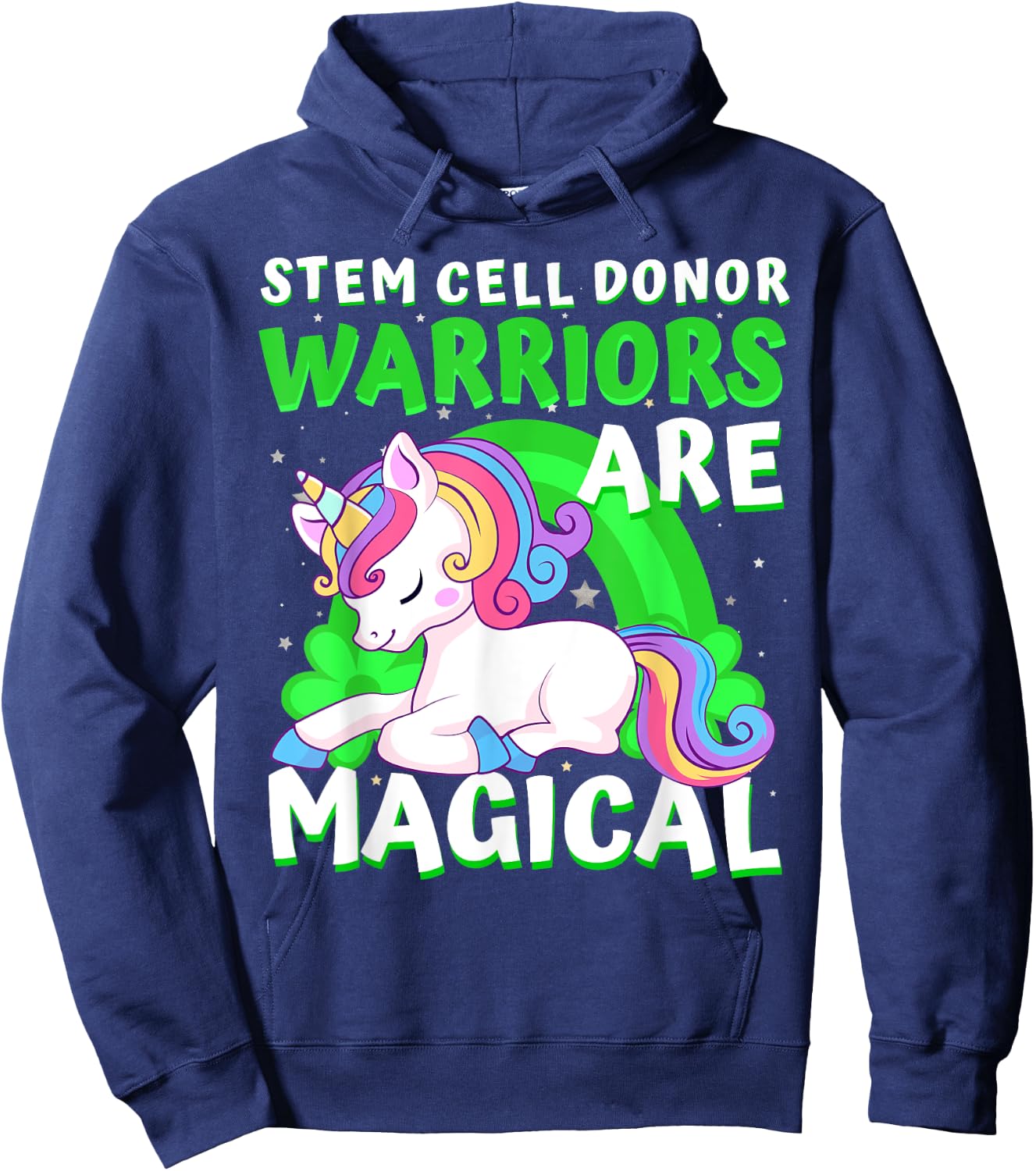 Warriors Magical Stem Cell Donor Awareness Ribbon Unicorn Hoodie - Hoodie | Navy