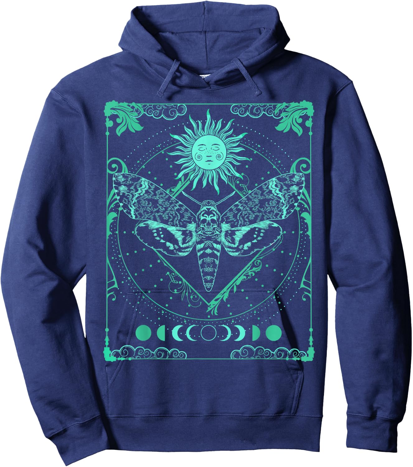Tarot Card Death Moth Moon and Sun Gothic for Tarot Lover Hoodie - Hoodie | Navy