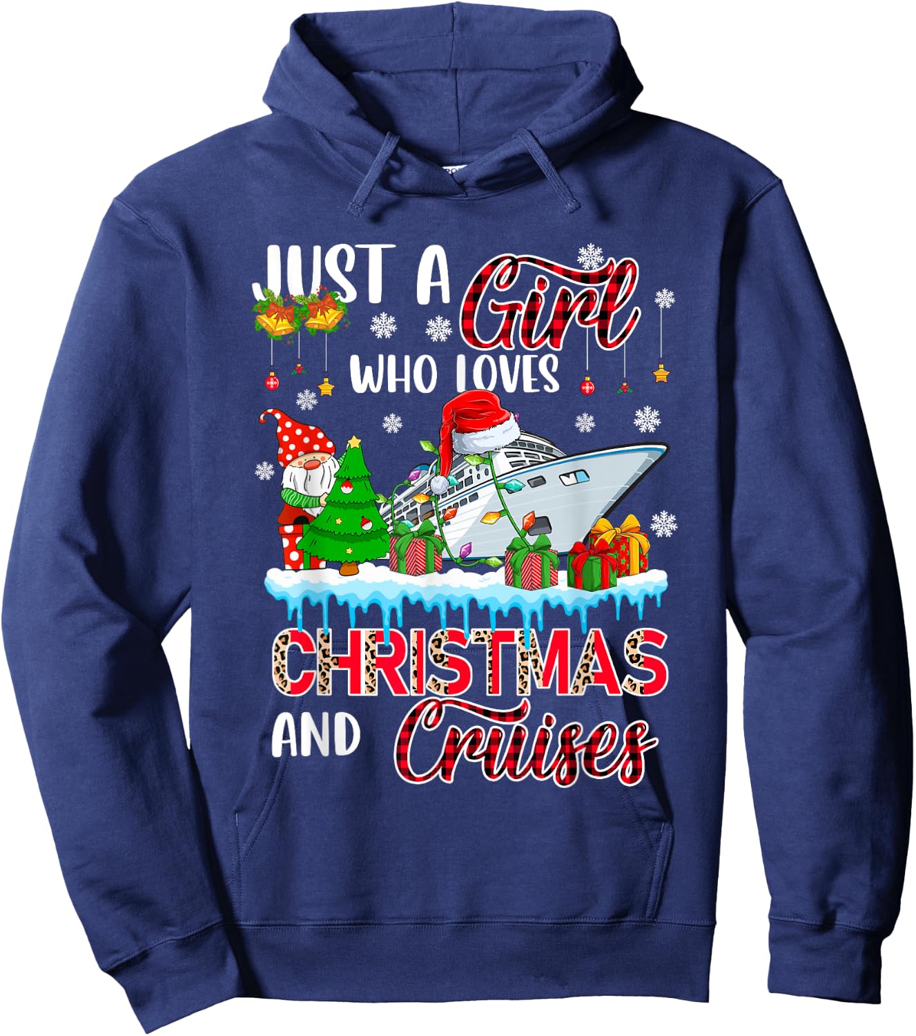 Just A Girl Loves Christmas And Cruises Santa Cruise Gnome Hoodie - Hoodie | Navy