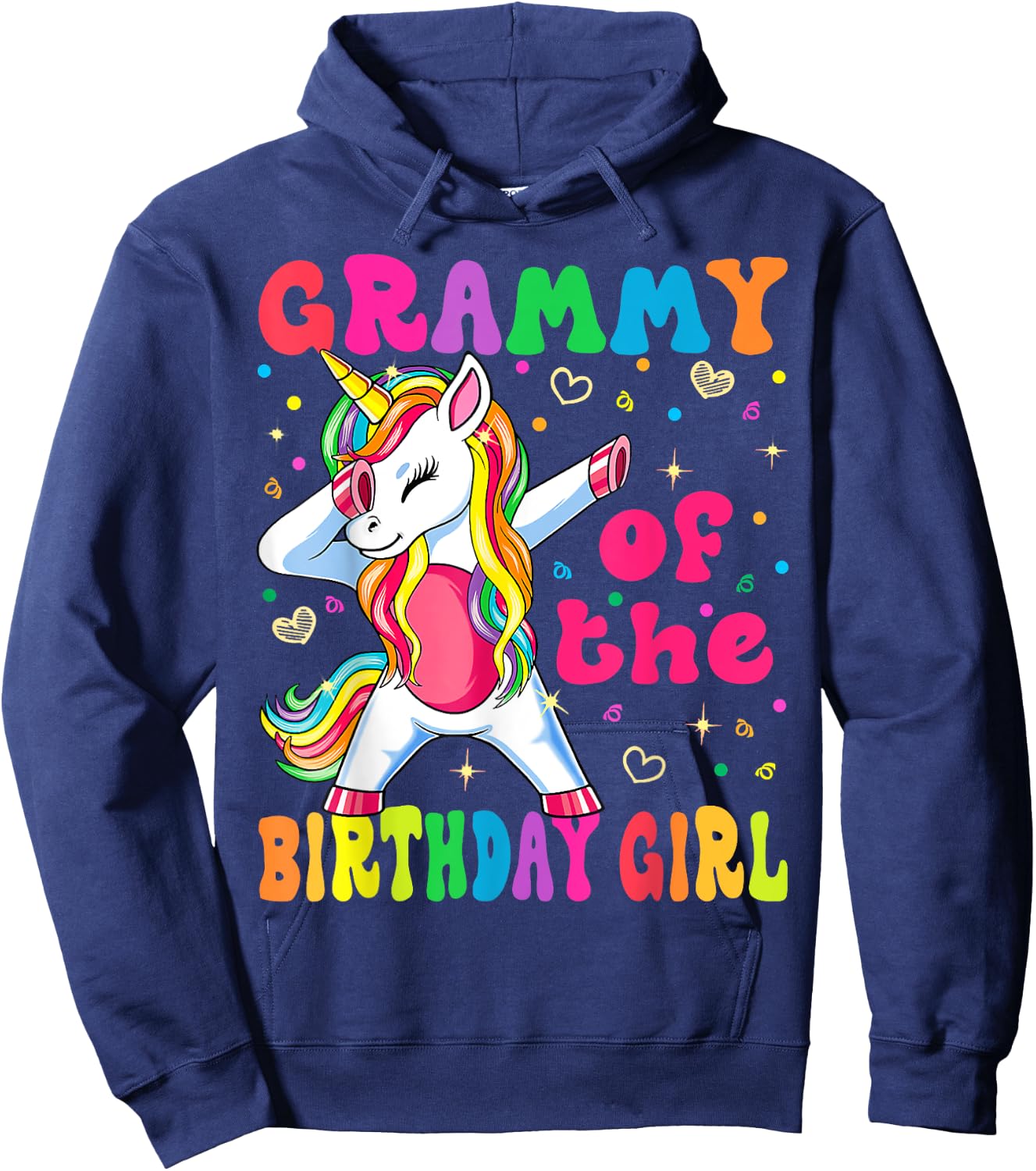 Grammy of the Birthday Princess Girl Dabbing Unicorn Hoodie - Hoodie | Navy