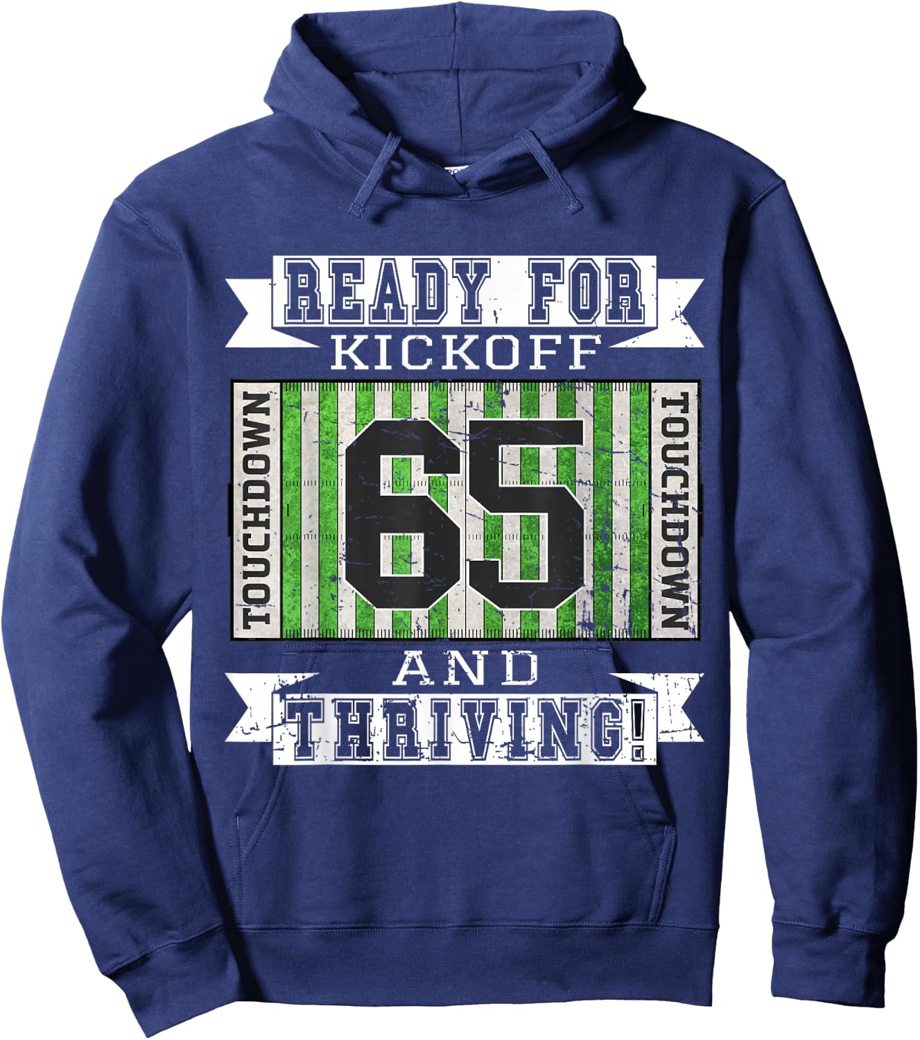 65th Football Birthday Party - 65 Years Old Football Fan Hoodie - Hoodie | Navy