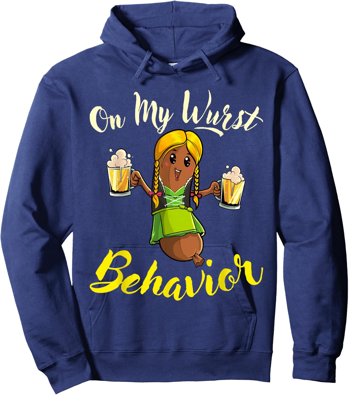 On My Wurst Behavior Funny Bratwurst German Oktoberfest Hoodie - Hoodie | Navy