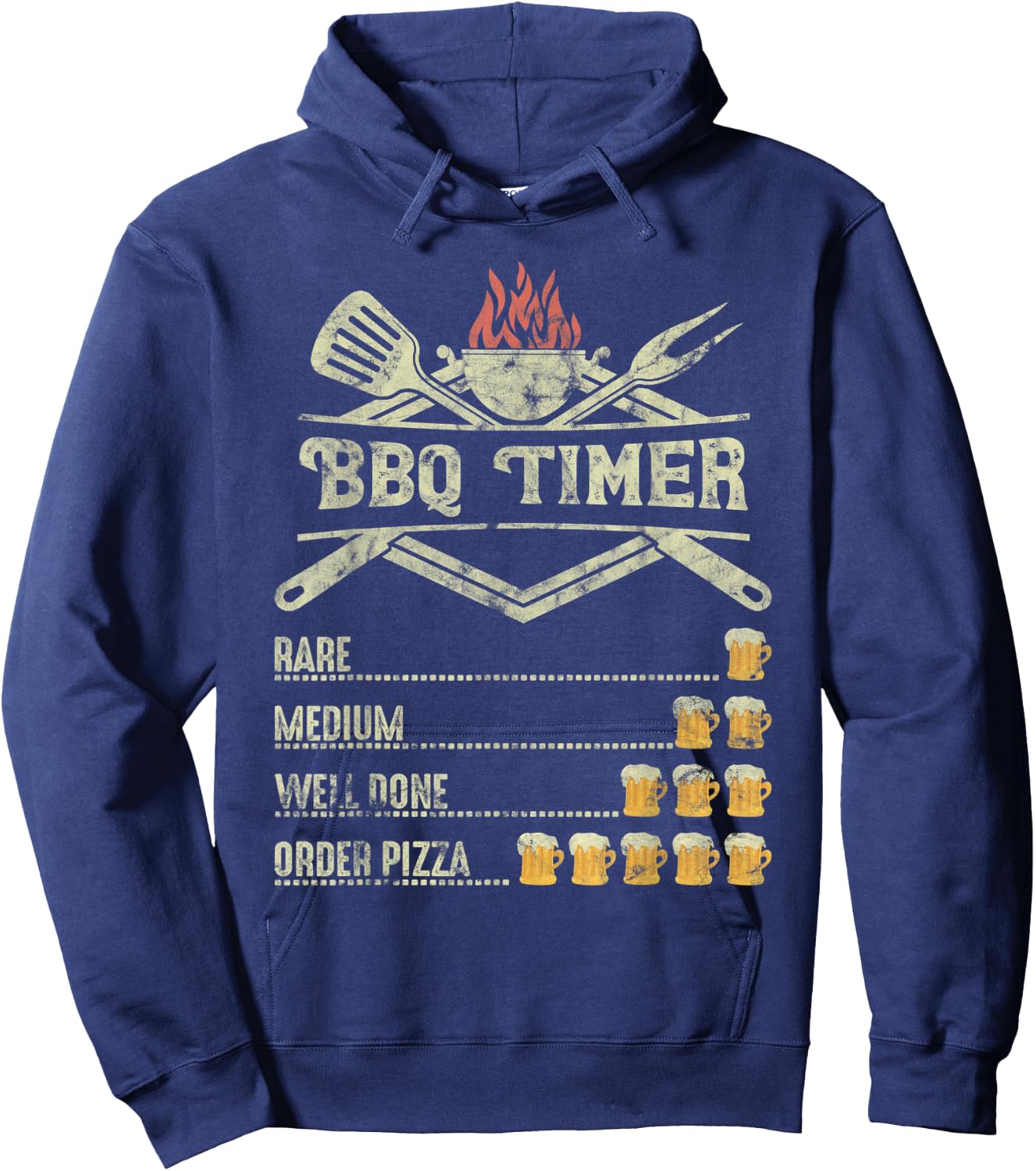 BBQ Time Beer Funny Order Pizza Hoodie - Hoodie | Navy