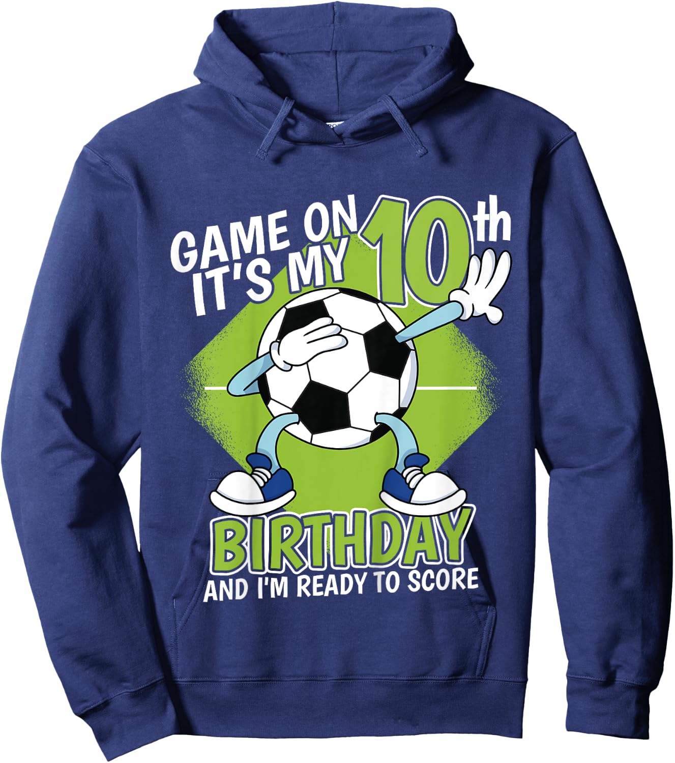 Kids 10 Year Old Soccer Player Boy 10th Birthday Soccer Theme Hoodie - Hoodie | Navy