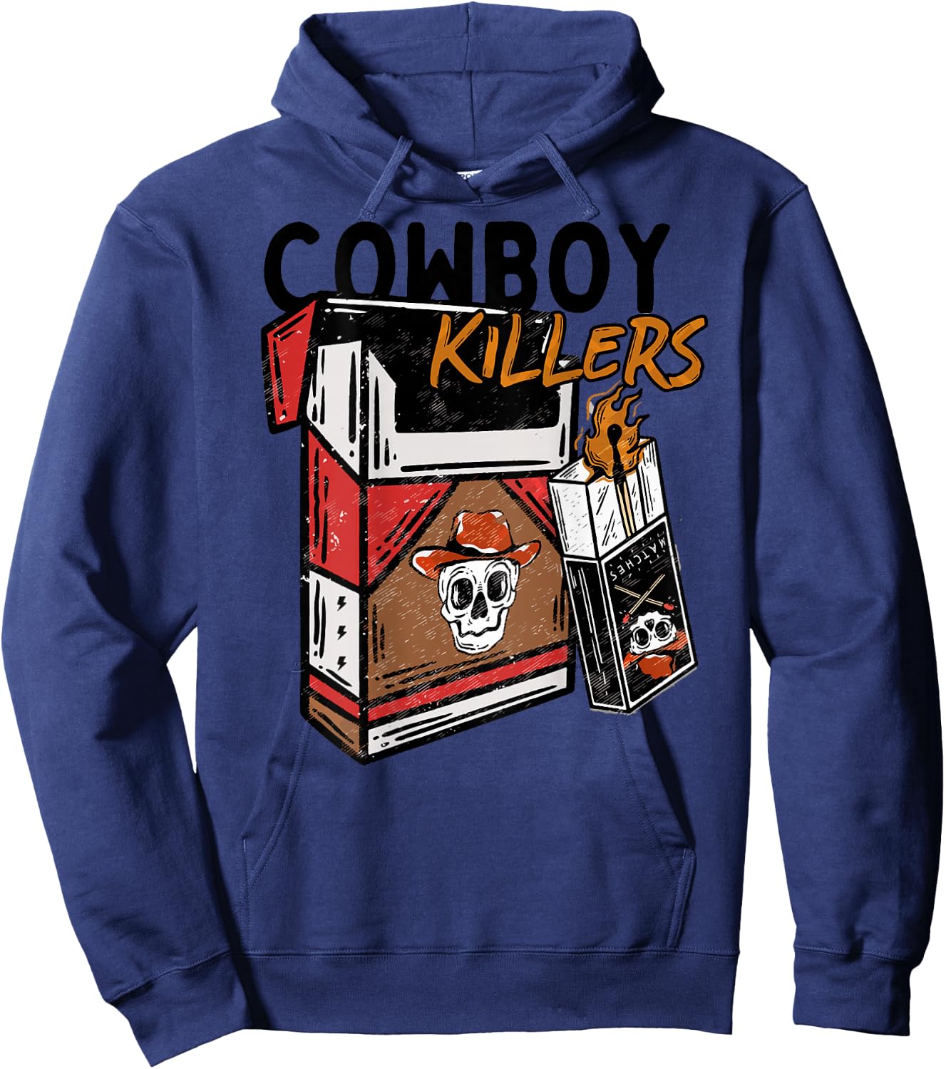 Vintage Retro Cowboy Killers Funny Skeleton Men Women Hoodie - Hoodie | Navy