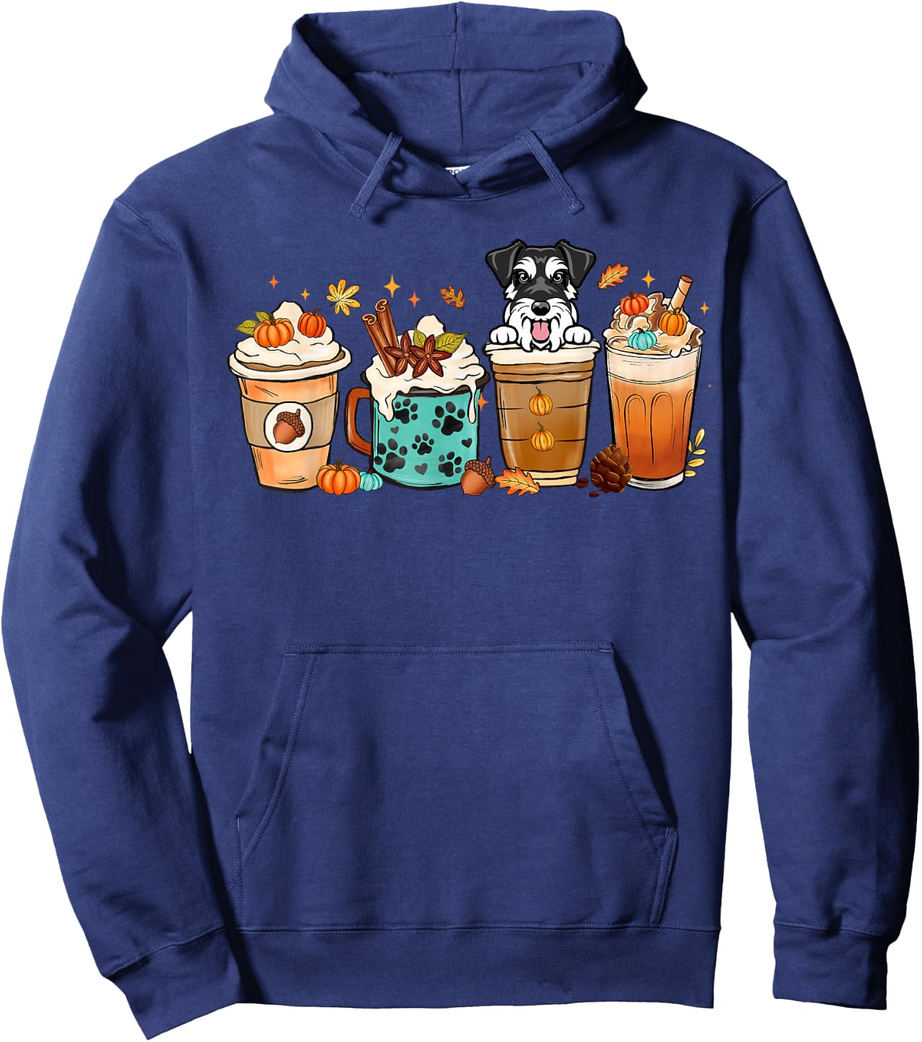Mini Schnauzer Dog Fall Autumn Coffee Cups Halloween Pet Dog Women Hoodie - Hoodie | Navy