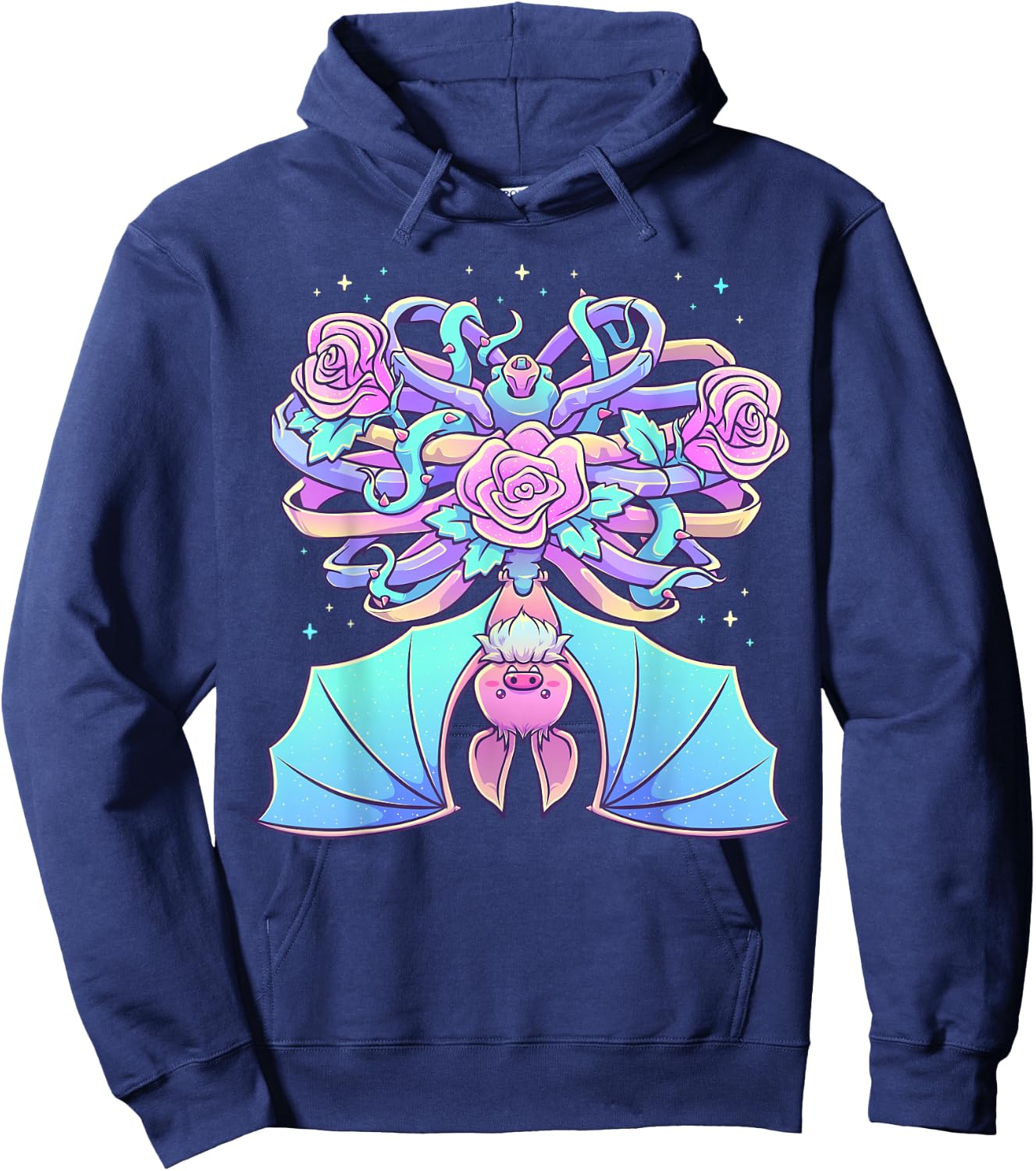 Kawaii Pastel Goth Cute Creepy Bat Skeleton Witchy Aesthetic Hoodie - Hoodie | Navy