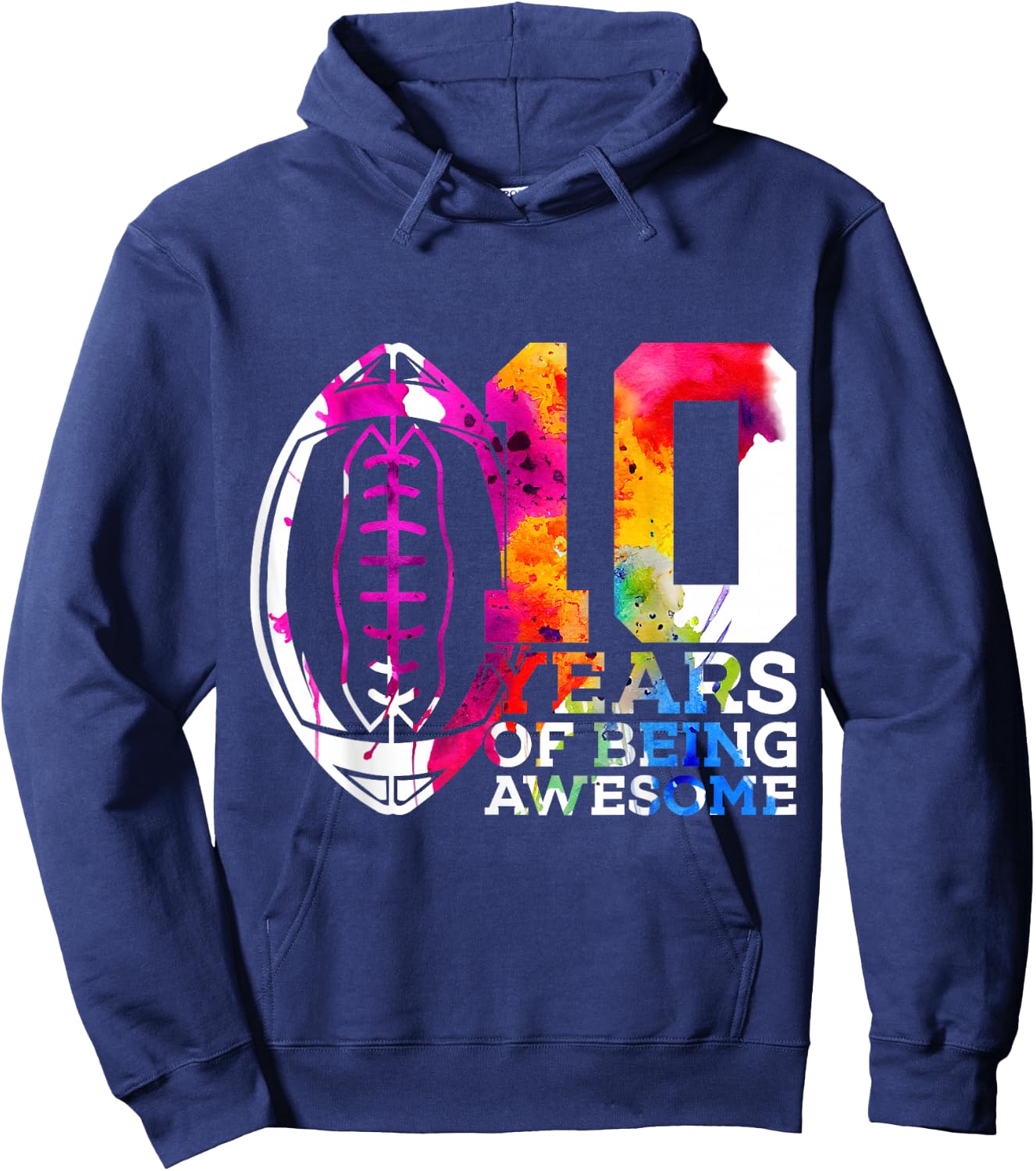 10 Years of Being Awesome Football 10th Birthday Hoodie - Hoodie | Navy