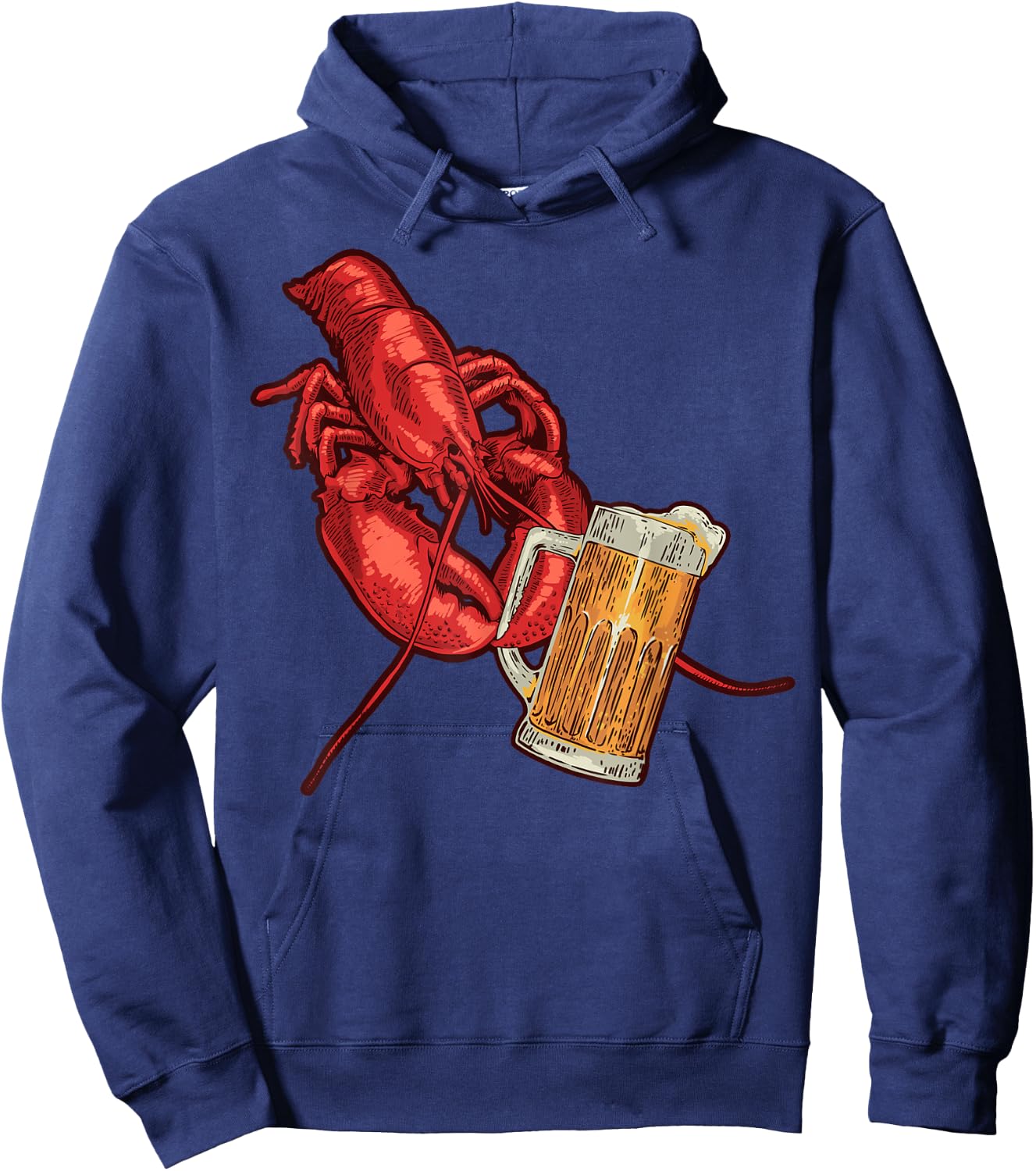 Lobster Crustacean Beer Drinking Funny Lobster Hoodie - Hoodie | Navy